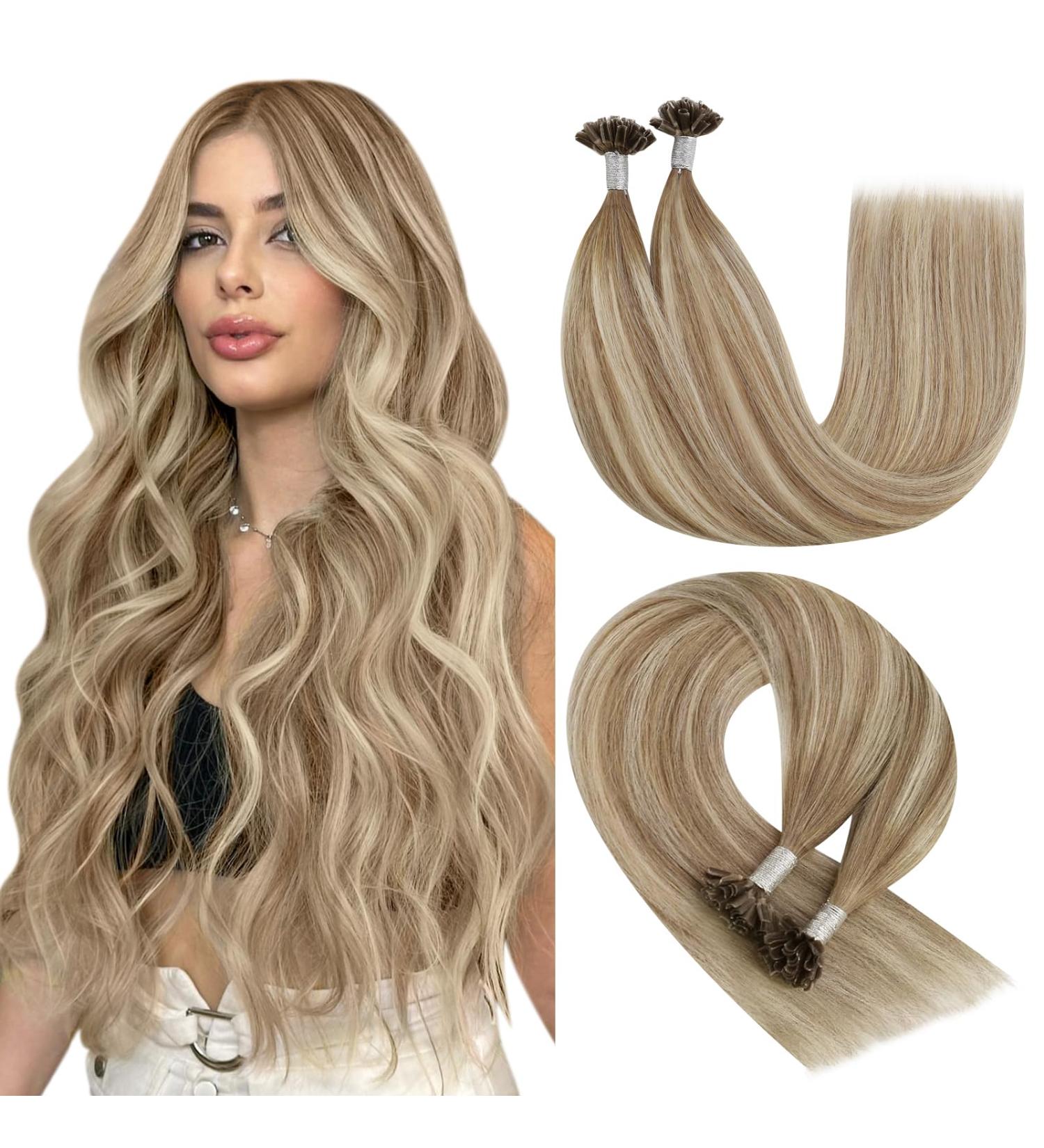 Youngsee Ombre Bonding Extensions - Real Hair U-Tip Brown to Blonde 50cm | Premium Quality 50g #8A/60/8A - Buy Online on GoSupps.com