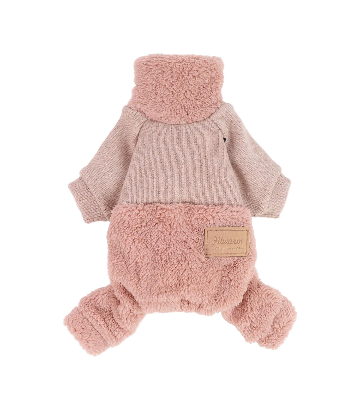Fitwarm Pink Turtleneck Knitted Pet Jumpsuit for Small Dogs - Winter Outfits - Buy Online on GoSupps.com