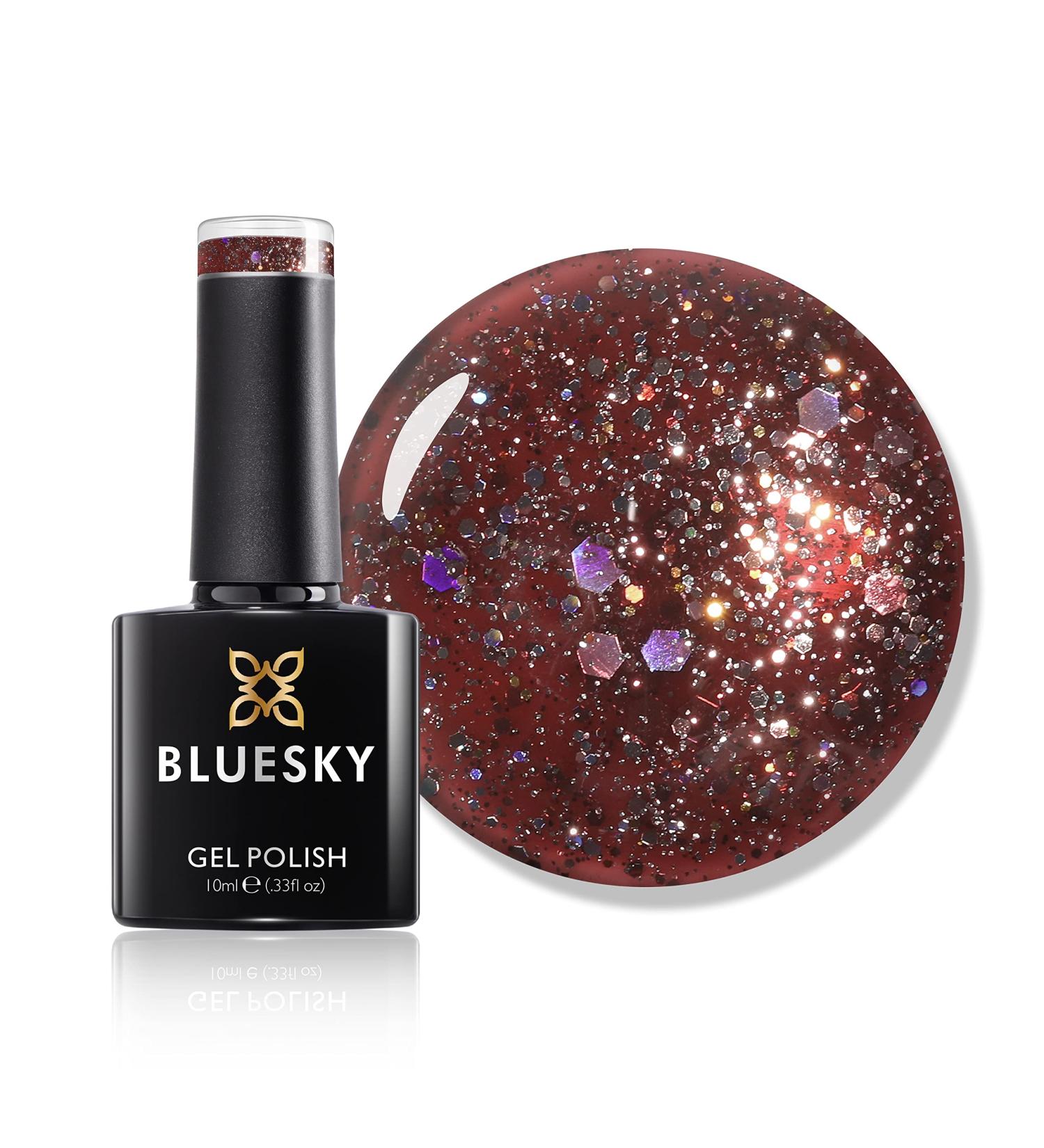 Bluesky Gel Nail Polish Seductress BLZ16 Maroon Dark Glitter Long Lasting Chip Resistant 10 ml (Requires Drying Under UV LED Lamp) - Buy Online on GoSupps.com
