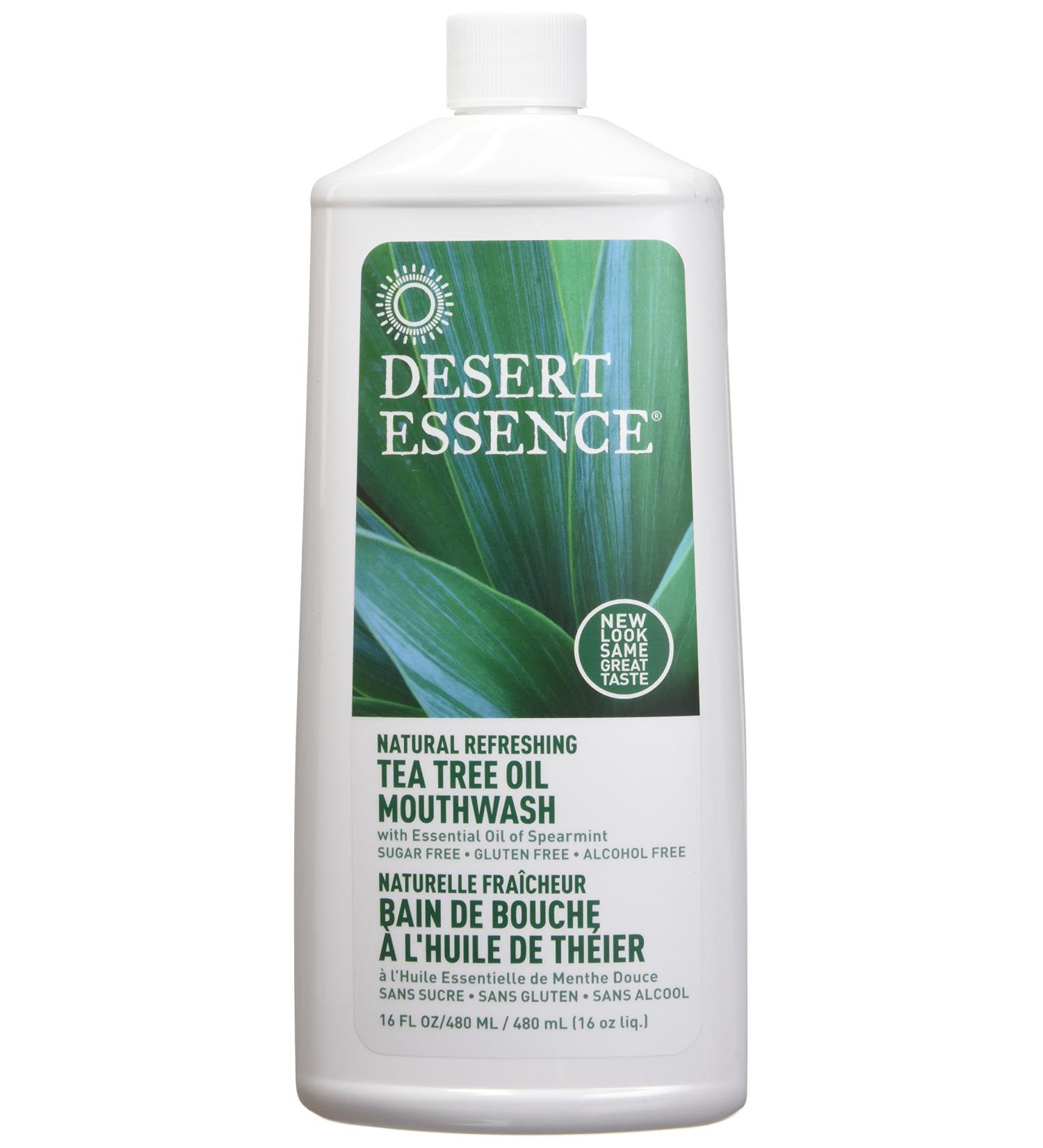 Desert Essence Tea Tree Oil Mouthwash - Alcohol Free, 16 fl oz (480 ml) | Natural Refreshing Oral Care - Buy Online on GoSupps.com