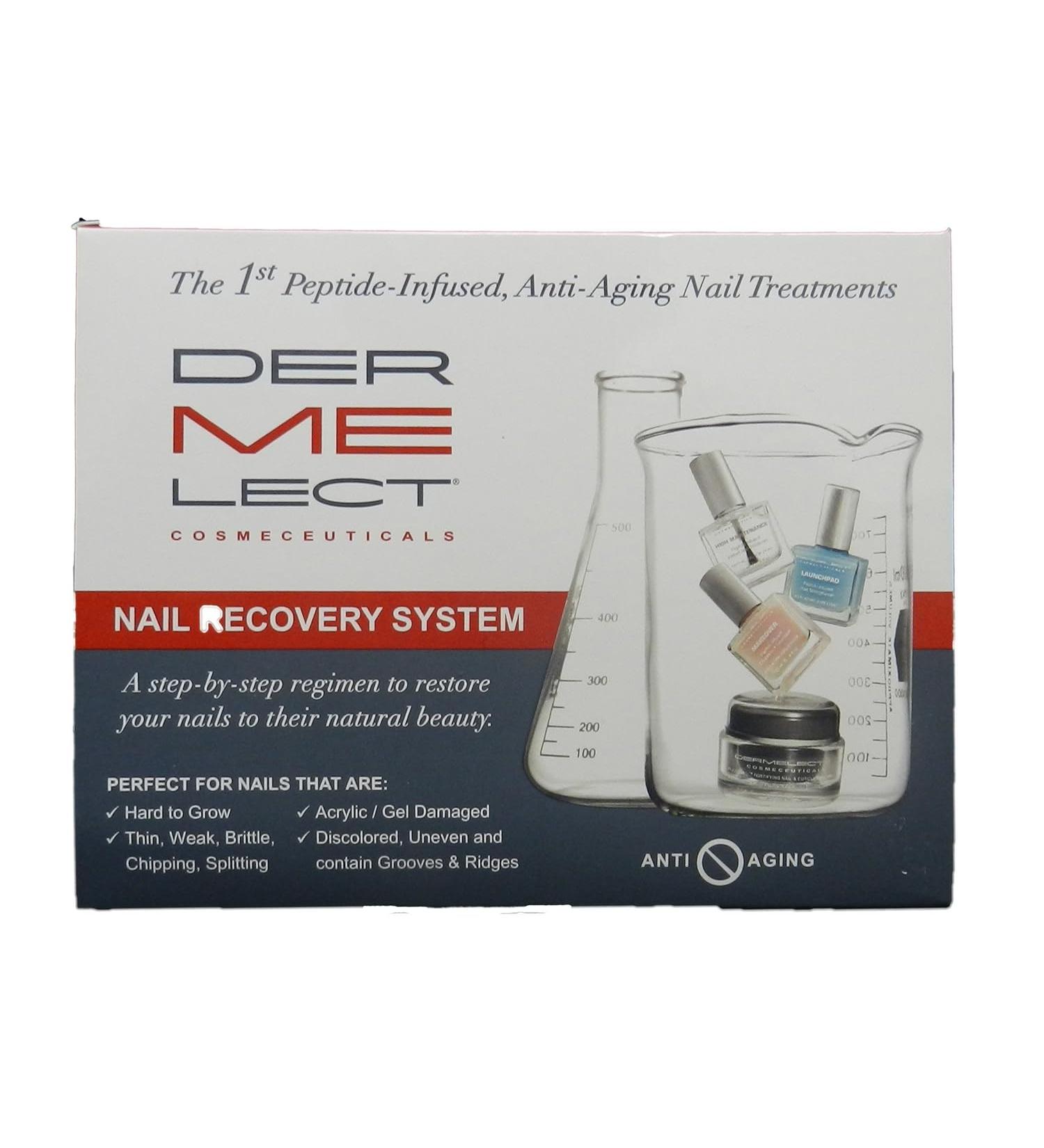 Dermelect Nail Recovery System: Anti-Aging Nailcare with Peptides, Hyaluronic Acid, Vitamin E - Strengthening and Restorative for Weak, Splitting Nails - 4pc Set - Buy Online on GoSupps.com