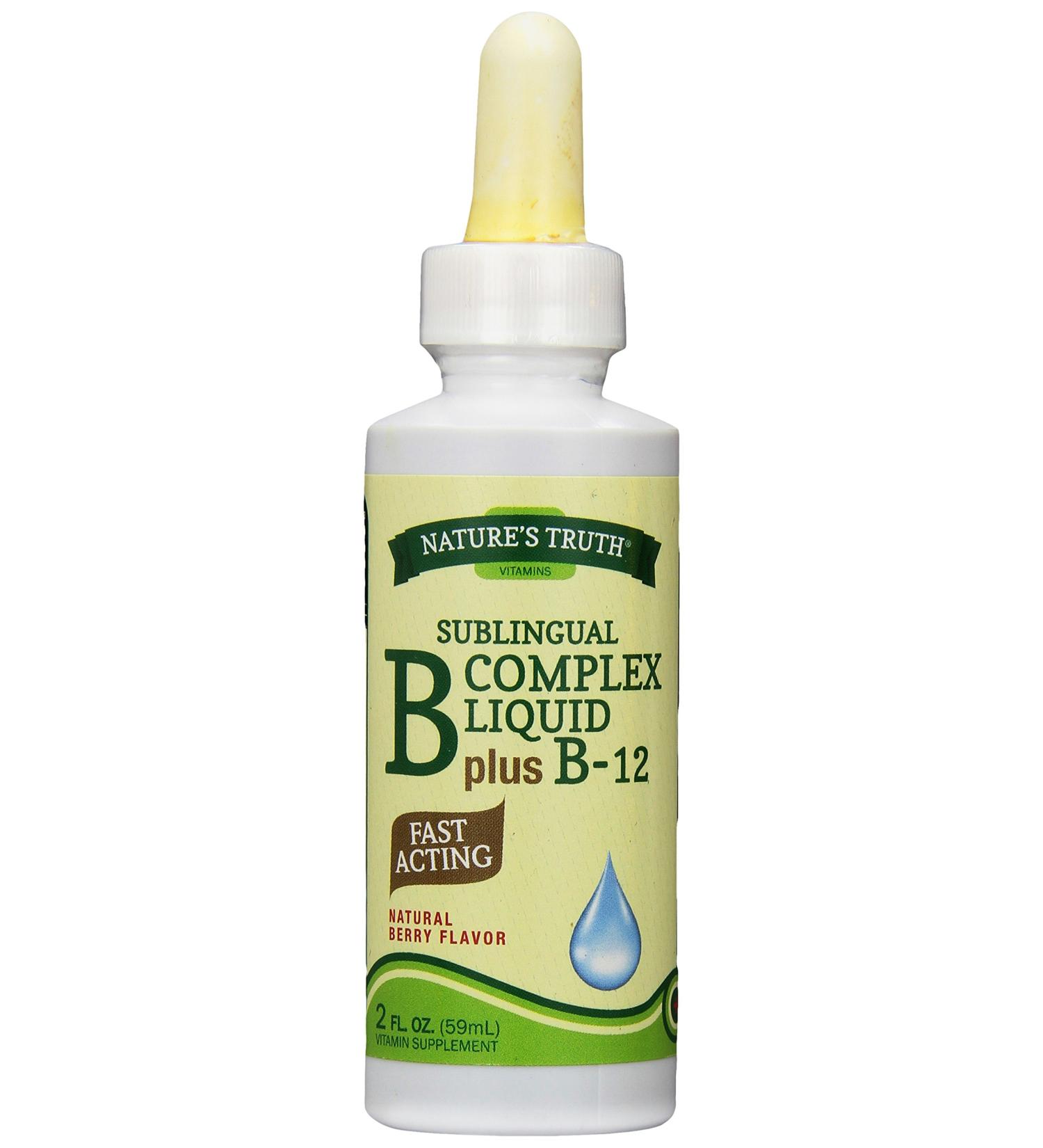 Nature's Truth Sublingual Vitamin B Complex Plus B-12 Fast Acting Flavored Liquid Natural Berry Flavor 2 Fluid Ounce (Pack of 3) - Buy Online on GoSupps.com