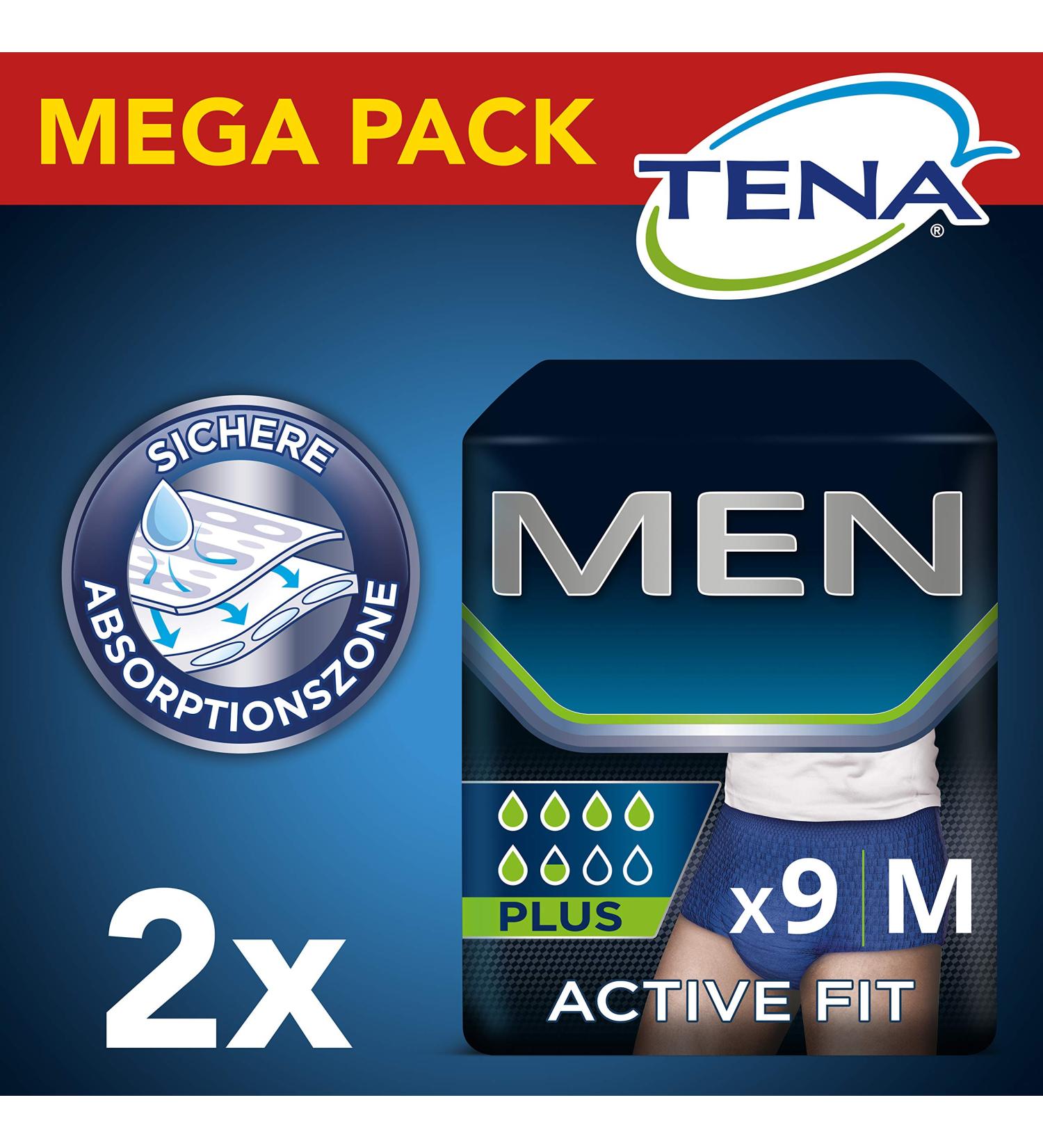 Tena Men Active Fit Plus Size S/M Pants - 2 Packs of 9 (18 Count) - Buy Online on GoSupps.com