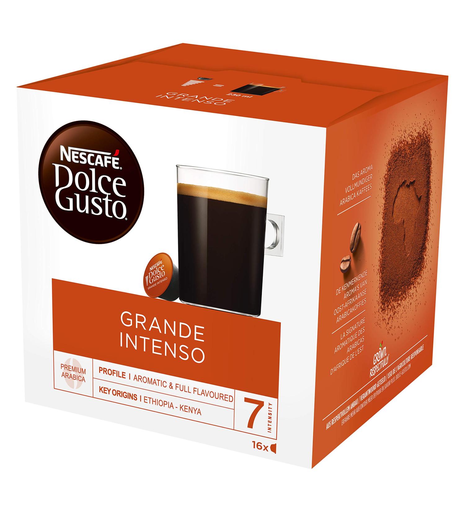 Nescaf Dolce Gusto Grande Intenso - 16 Coffee Capsules | Arabica Beans Hazelnut Crema | International Shipping - Buy Online on GoSupps.com