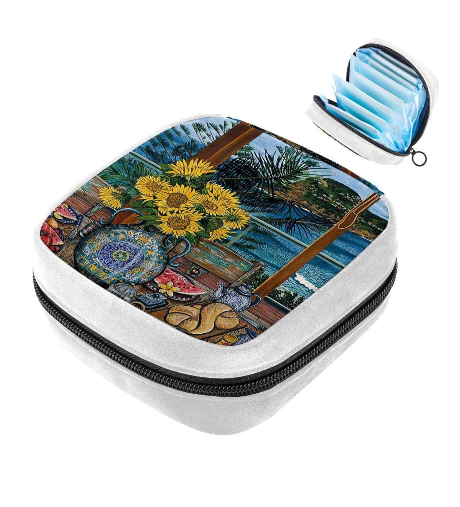Vintage Sunflower Beach Color Sanitary Napkin Storage Bag - GIAPB Period Tampon Makeup Pad Pouch 3719 - Buy Online on GoSupps.com