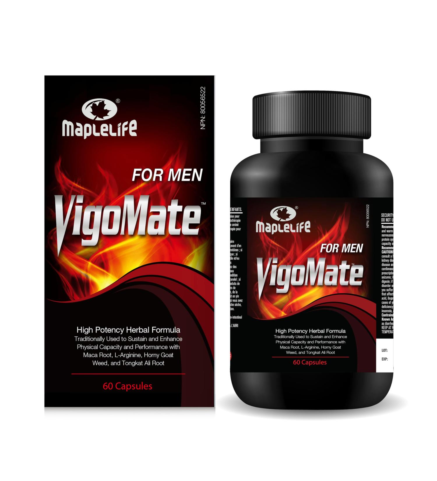 Vigomate Libido and Booster Panax Ginseng and Tongkat Ali 60 Capsules - MapleLife - Buy Online on GoSupps.com