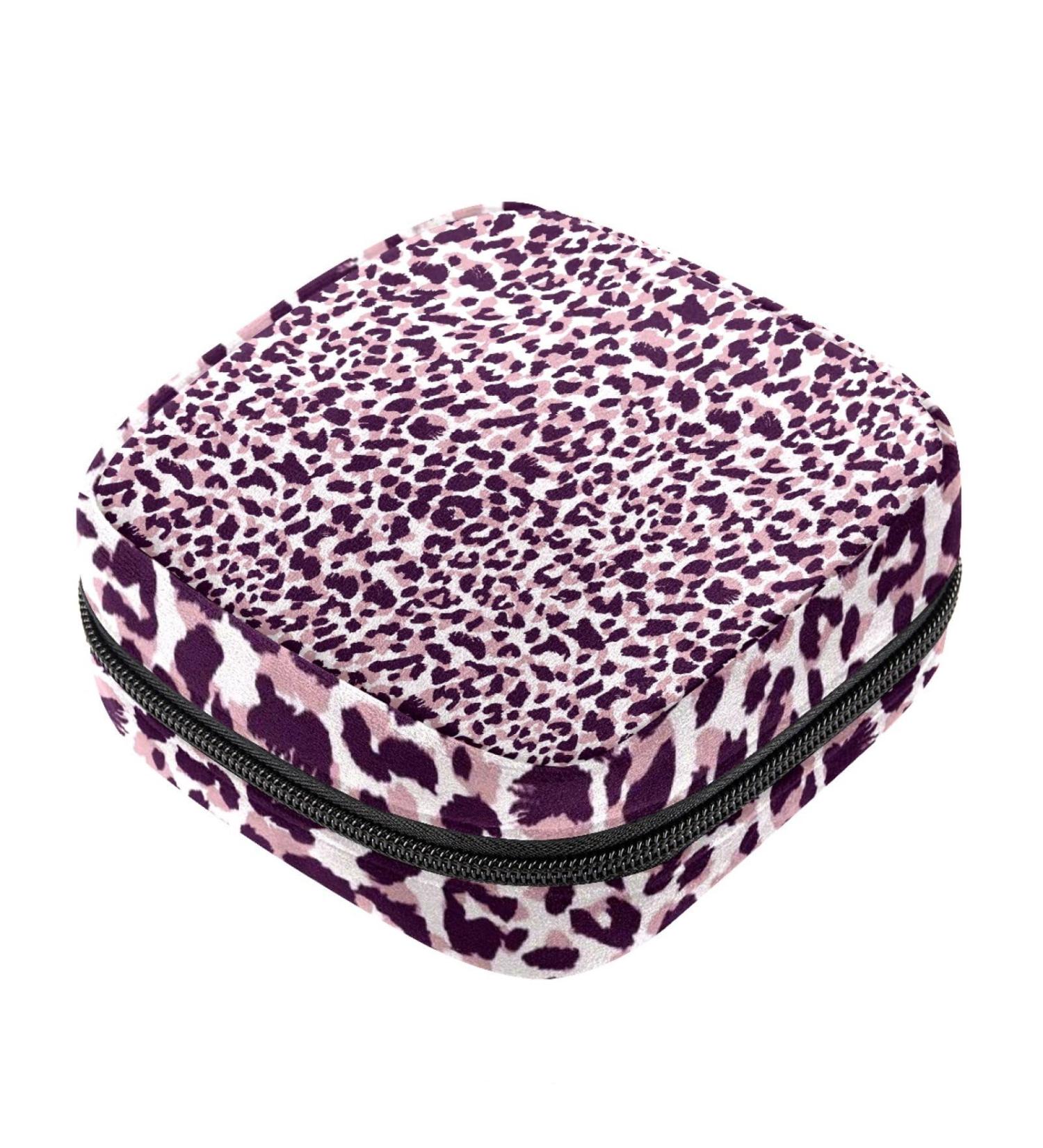 Leopard Print Menstrual Cup & Pad Storage Bag - Pink Sanitary Napkin Pouch | Feminine Product Organizer for Period Supplies - Color 10 - Buy Online on GoSupps.com