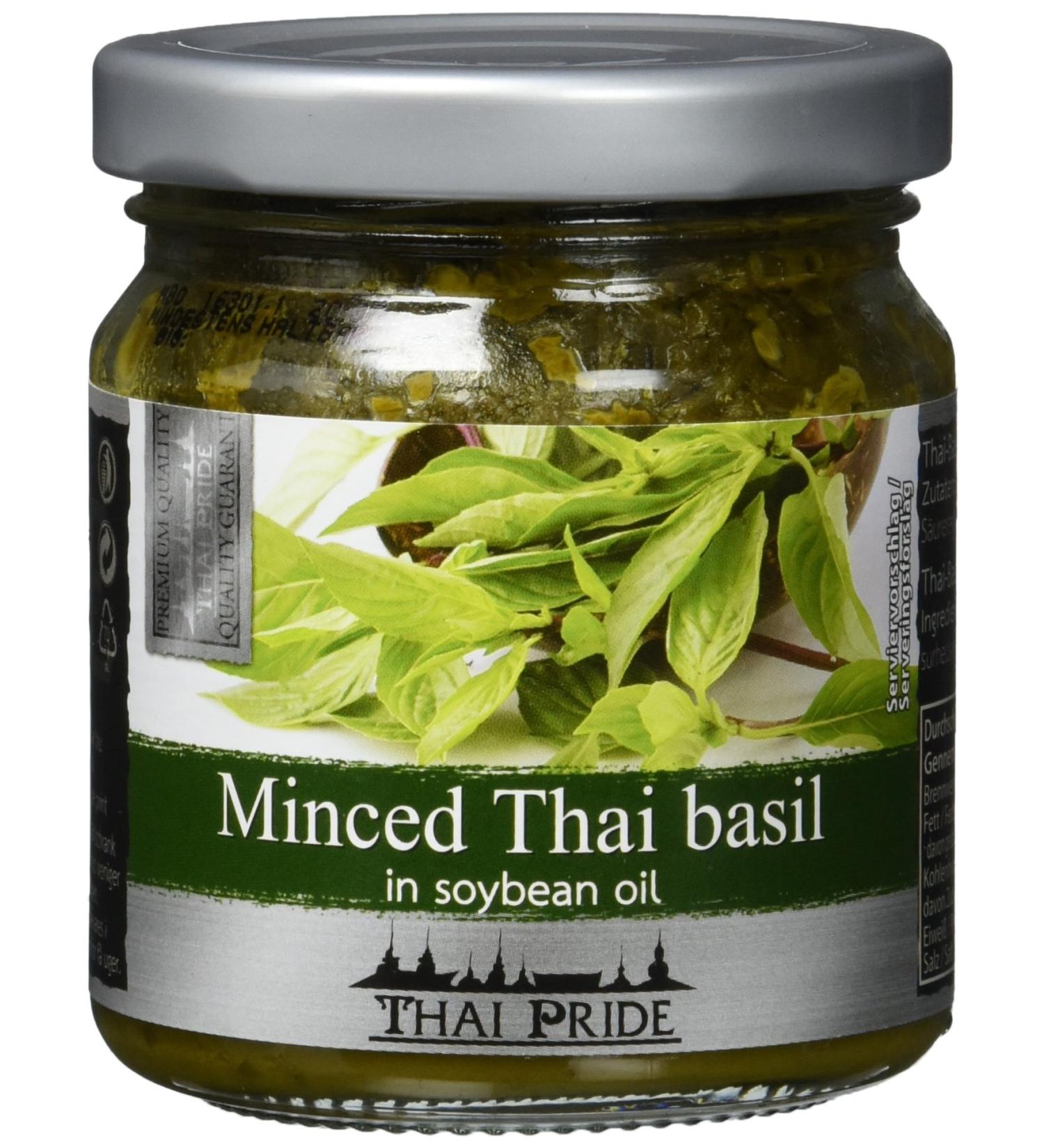 Thai Pride Chopped Basil in Soybean Oil - 4 Pack (4 x 175g) | Premium Quality Fresh Herbs for Cooking | International Shipping Available - Buy Online on GoSupps.com