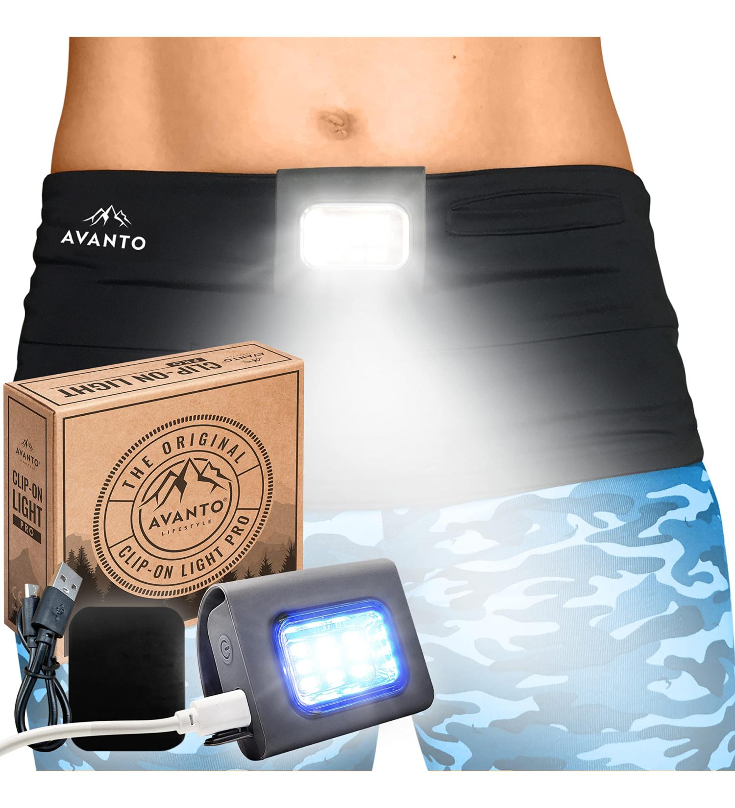 AVANTO PRO Clip On Running Light - 300 Lumen LED, USB Rechargeable, Night Running Gear - For Runners, Joggers, Dog Walking - Reflective Vest Addon - 2-3h Use Time - Buy Online on GoSupps.com