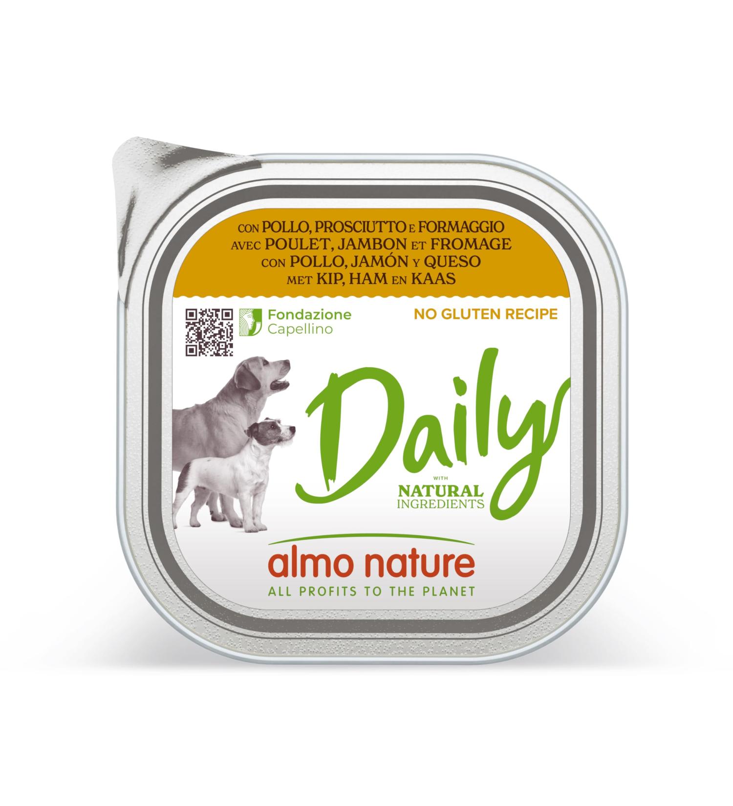 Almo Nature Daily Menu Grain Free Dog Paté with Chicken, Ham and Cheese, 300 g, Pack of 9