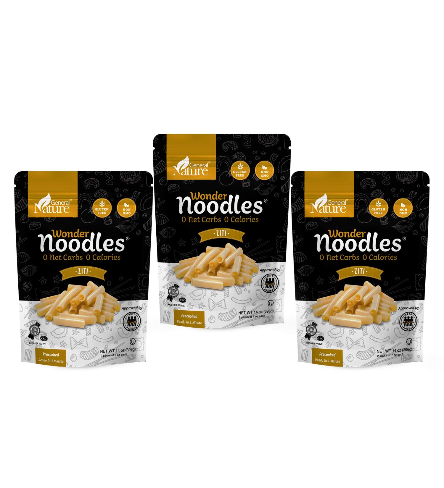 Wonder Noodles Ziti - Carb-Free Keto Pasta, Gluten-Free, Kosher, Vegan, Zero Calories - 6 Packs (7oz Each) - Ready to Eat - Buy Online on GoSupps.com