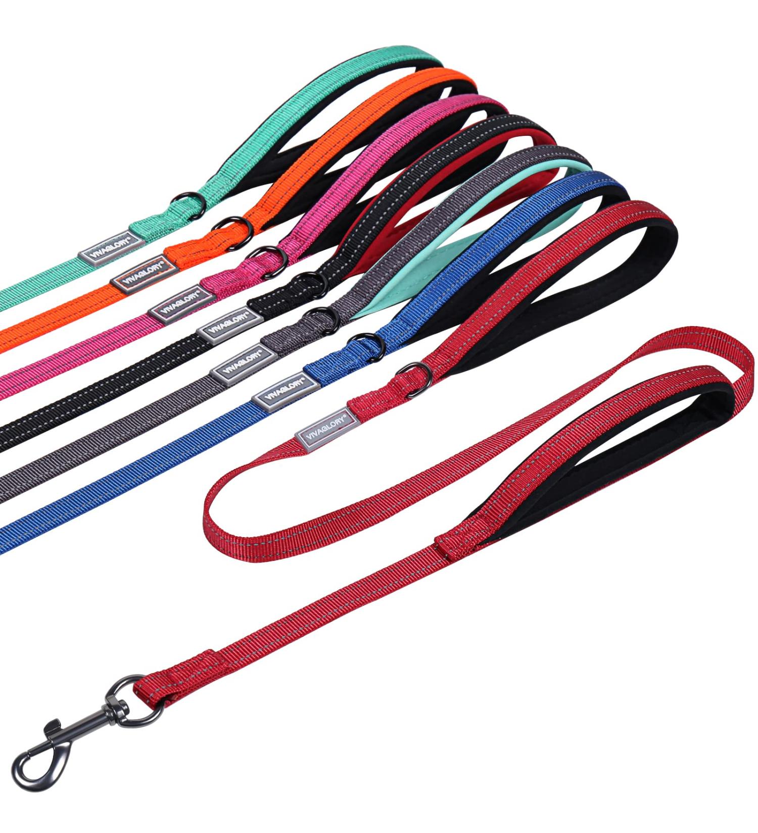 Vivaglory Traffic Handle Dog Leash - Reflective Padded Metal Hook 1.5m Red - Ideal for Training & Control - Buy Online on GoSupps.com