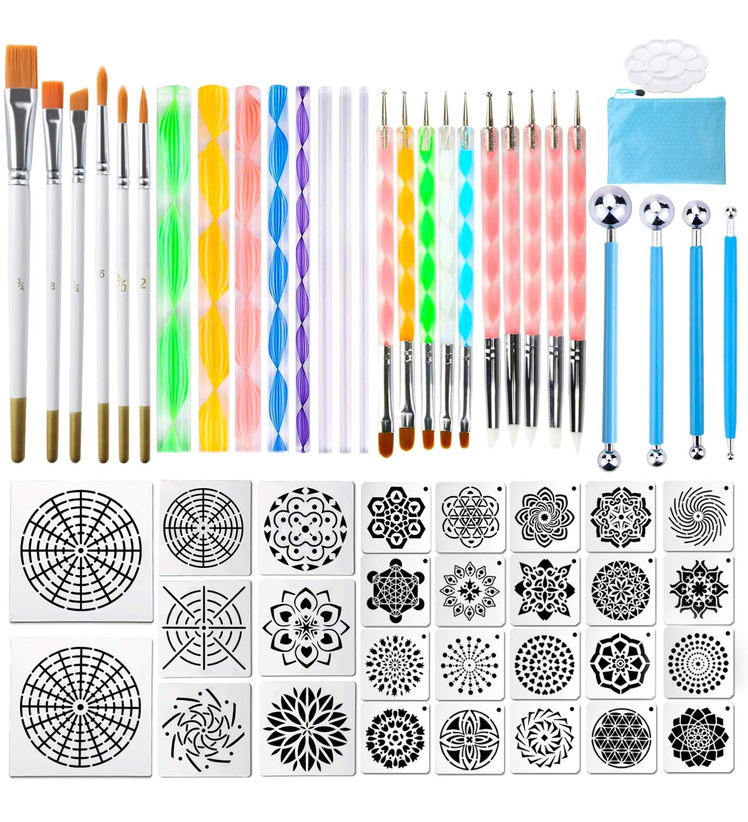 Augshy 58PCS Mandala Dotting Tools Set with Waterproof Storage Bag - Rock Painting Supplies - Buy Online on GoSupps.com