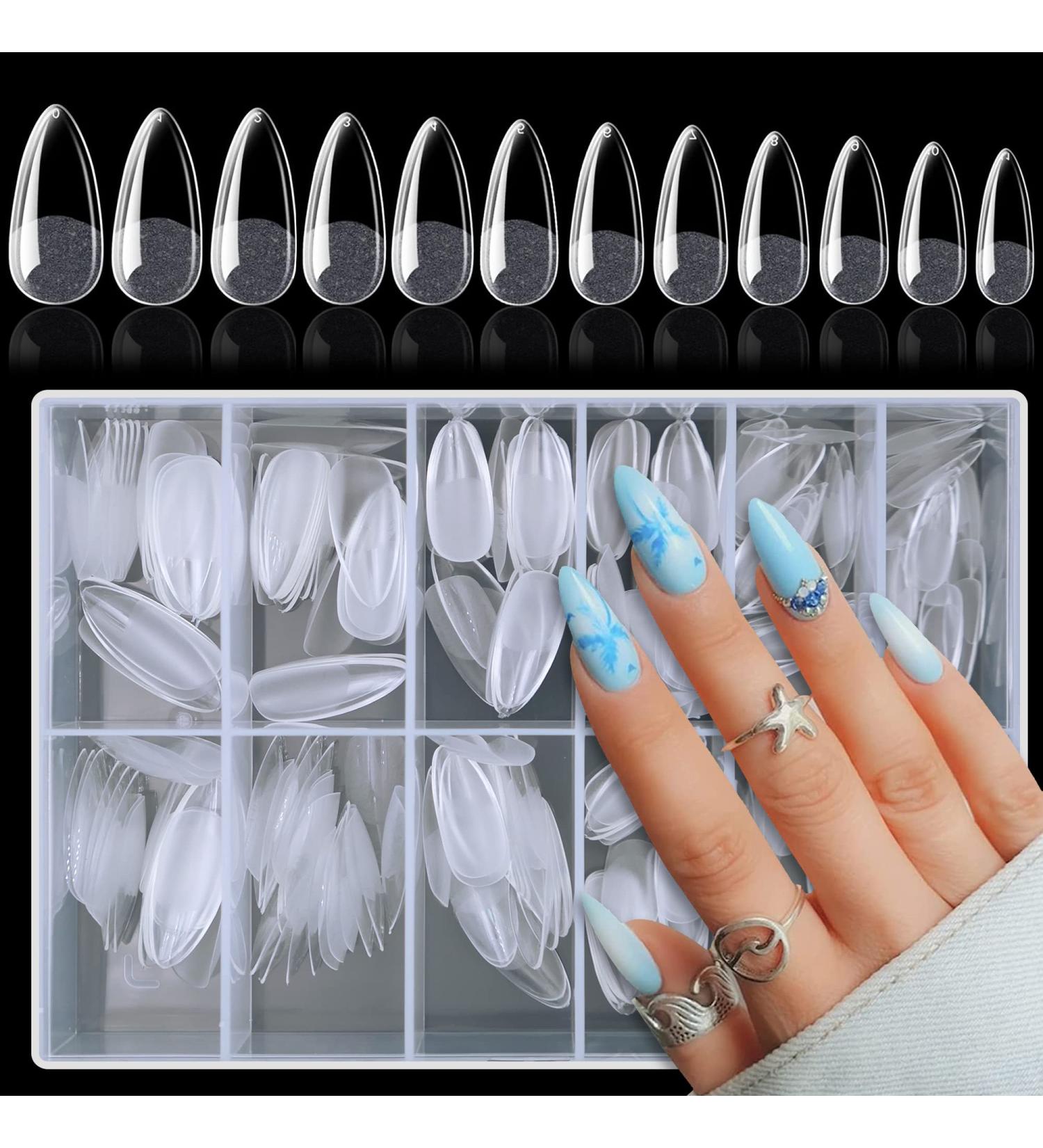 AddFavor 240pcs Almond Nail Tips - Clear Full Cover Medium Length Short Almond Fake Nails for Salon and Home Nail Art - 12 Sizes - Buy Online on GoSupps.com