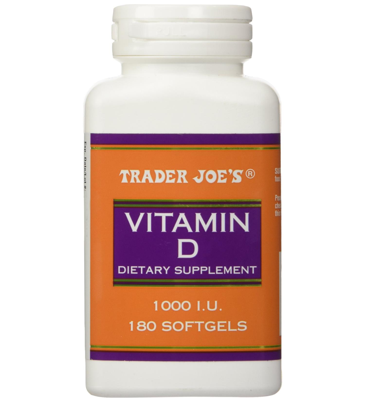 Trader Joe's Vitamin D-3 1000iu 180 Softgels - Natural Supplement for Bone Health | Shop Now - Buy Online on GoSupps.com