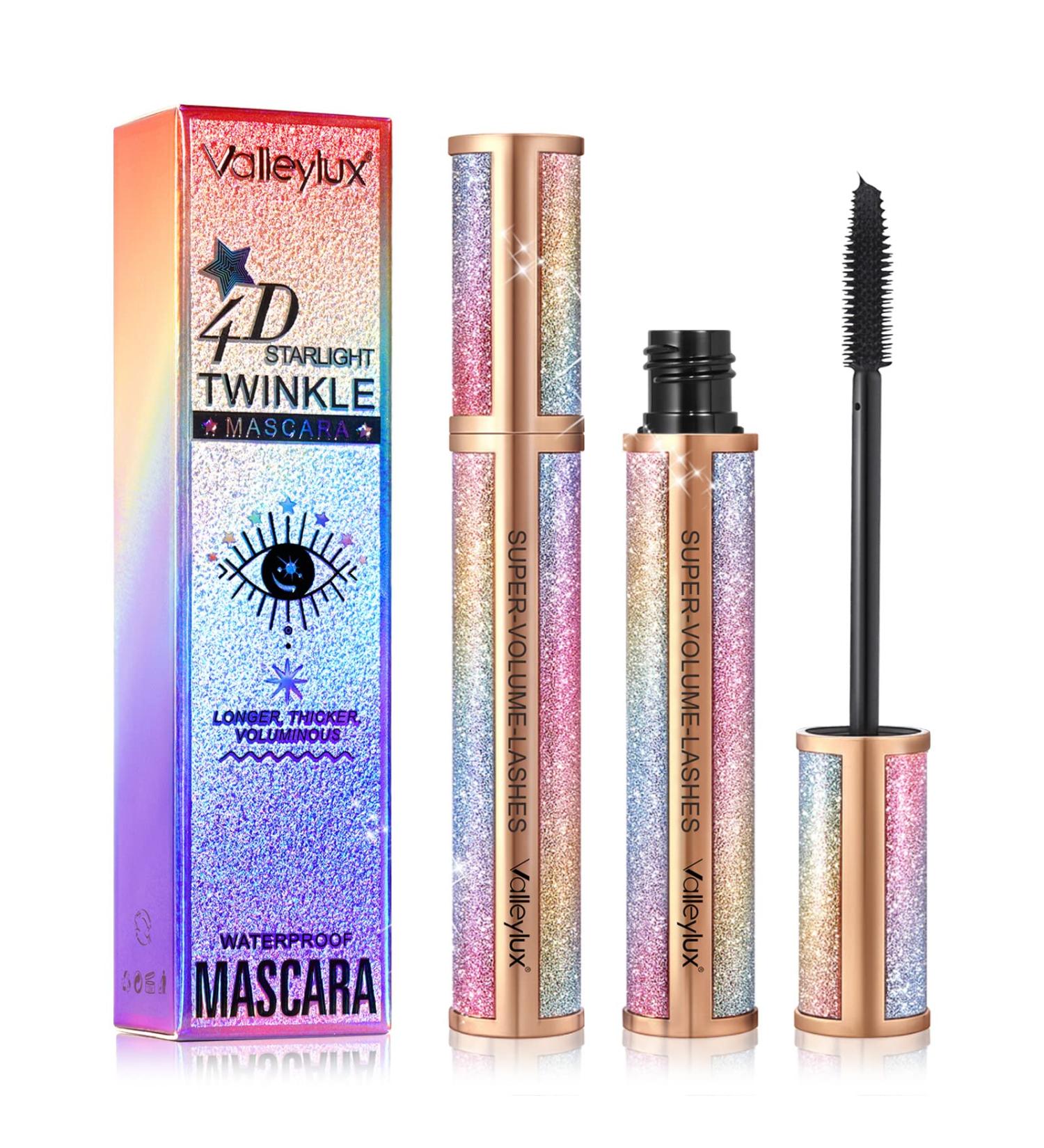 Valleylux 4D Waterproof Black Mascara - Gain Volume & Length with Long-Lasting Silk Fiber Formula | 2 Tubes - Buy Online on GoSupps.com