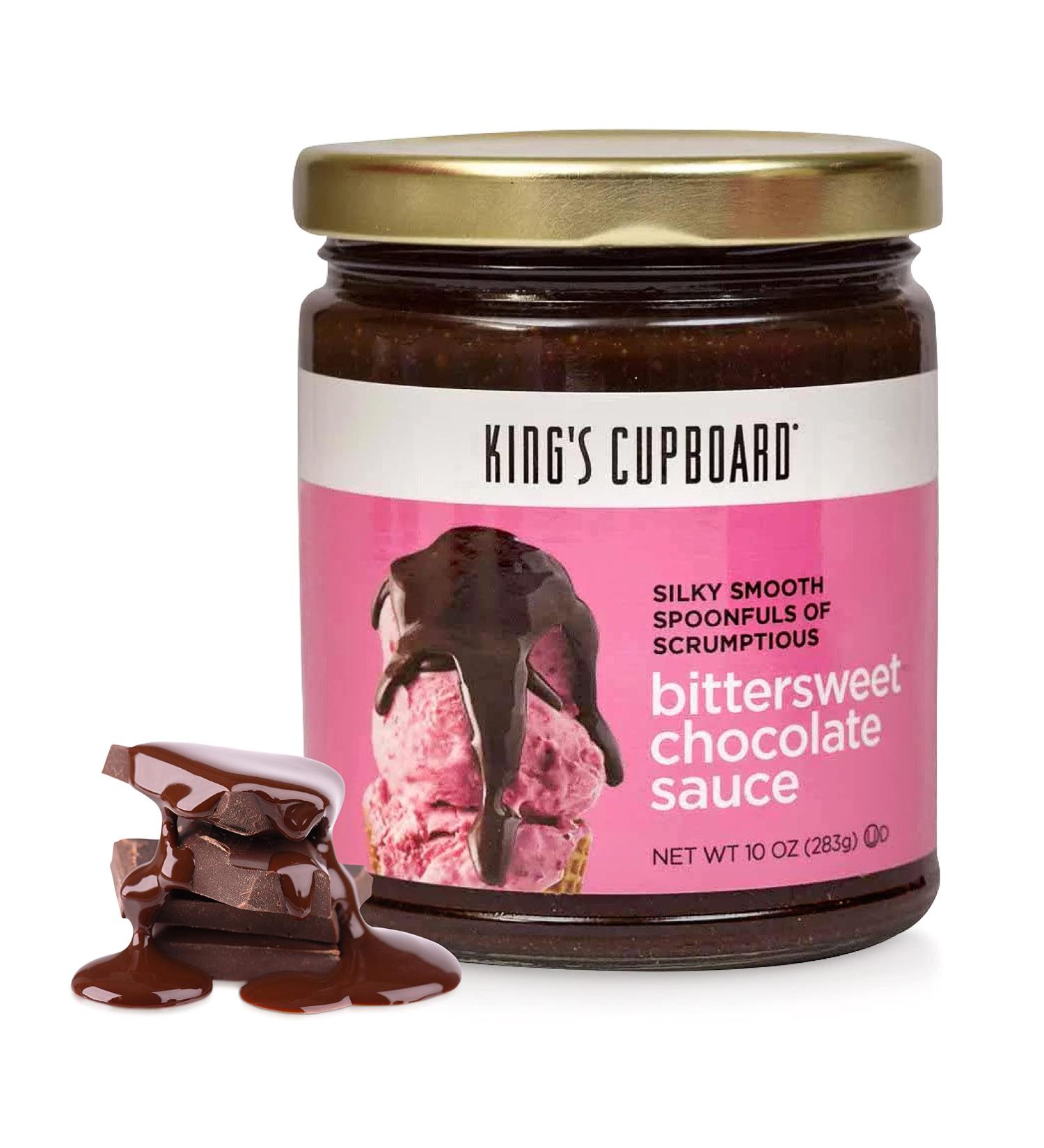 King's Cupboard Bittersweet Chocolate Sauce - Gluten-Free Kosher Hot Fudge Topping for Ice Cream Desserts Baking & Fondue - 10 oz - Buy Online on GoSupps.com
