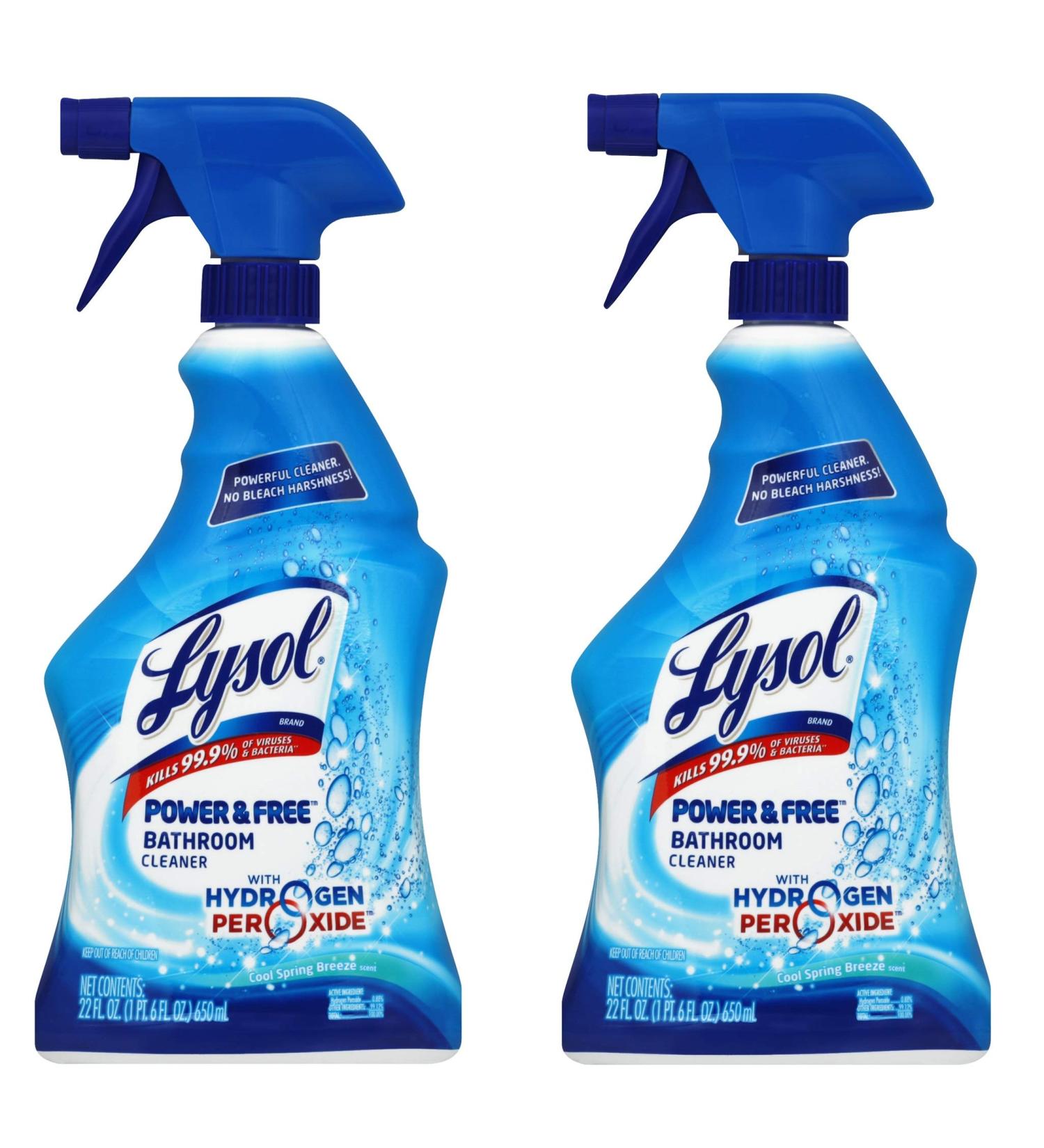 Lysol Power and Free Bathroom Cleaner Fresh 22oz (Pack of 2) - Antibacterial Formula - Buy Online on GoSupps.com