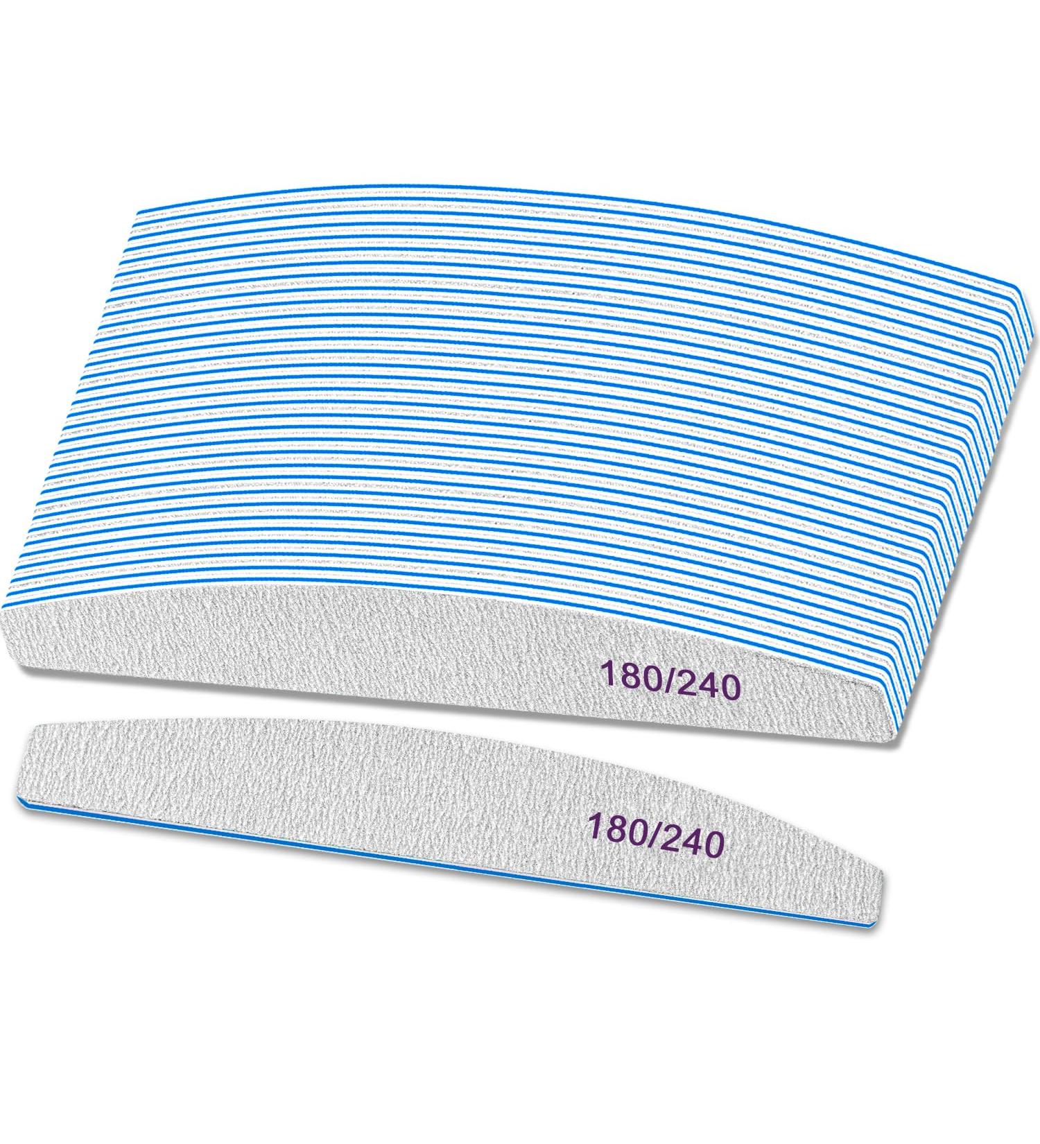 25PCS Professional Medium Coarse Nail Files 180/240 Grit Set - Blue Double Sided Emery Board for Natural and False Nails - Buy Online on GoSupps.com