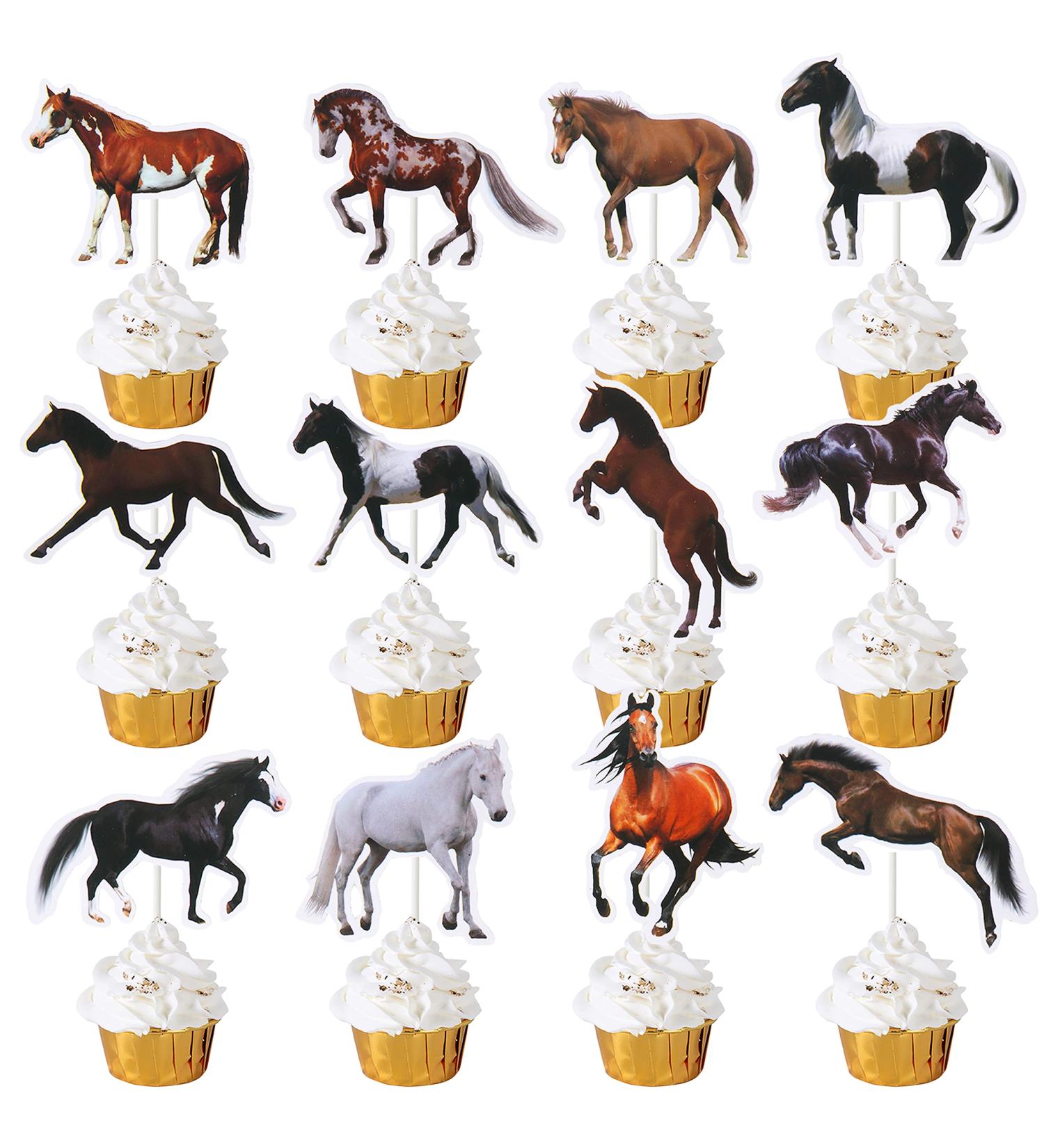 Horse Cupcake Toppers Horse Racing Party Cake Decoration for Horse Theme Birthday Party Kentucky Derby Supplies SET of 24 - Buy Online on GoSupps.com