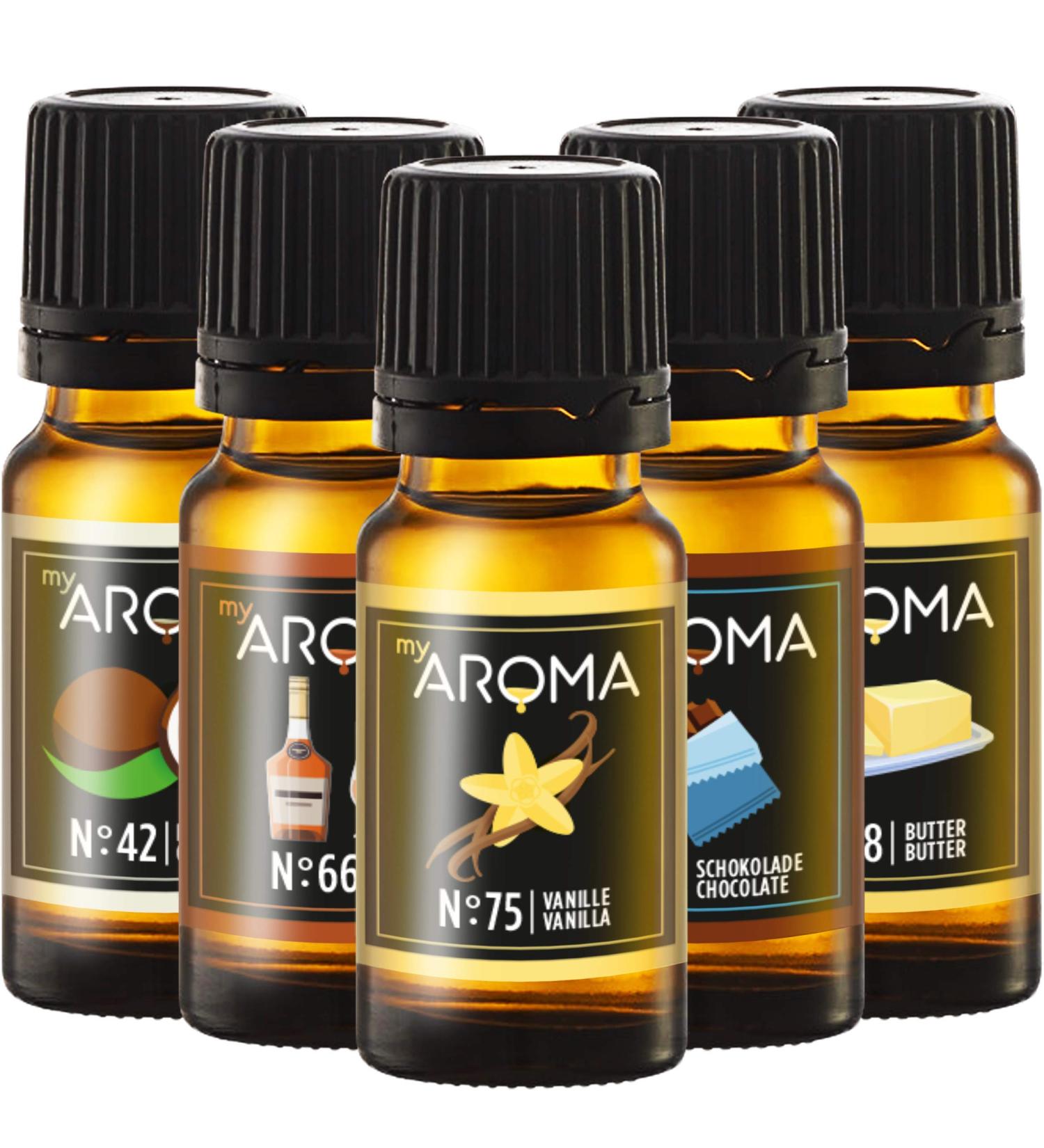 myAROMA Bakery Set | Purely Natural Aromas for Cooking & Baking (5x 10ml) | Sugar-Free & No Sweeteners - Ideal for Healthy Baking - Buy Online on GoSupps.com