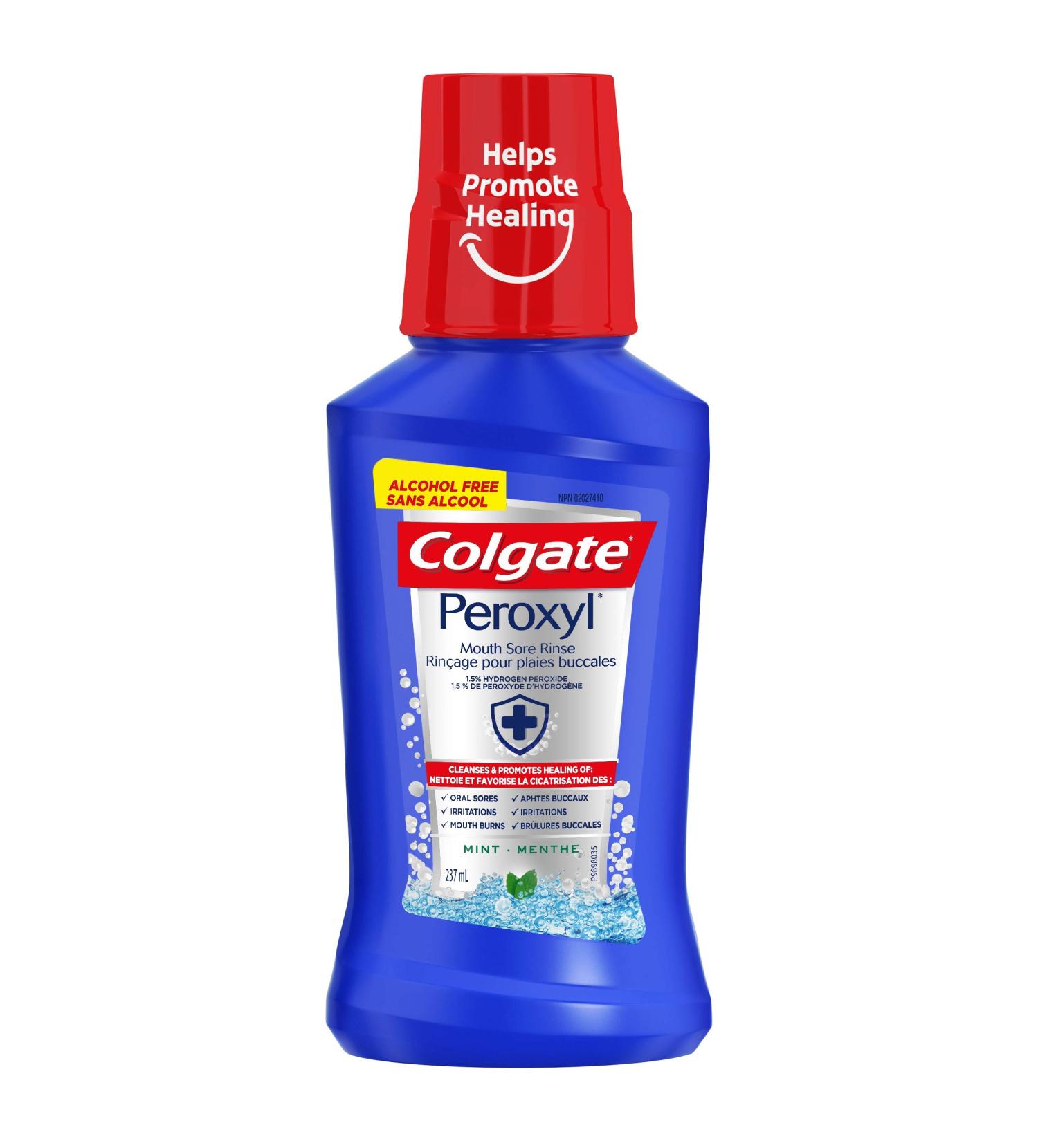 Colgate Peroxyl Mouth Sore Rinse - 1.5% Hydrogen Peroxide Mint Flavour 237 mL - Opti Rinse Mouthwash for Canker Sore Treatment and Mouth Wash Liquid - Buy Online on GoSupps.com