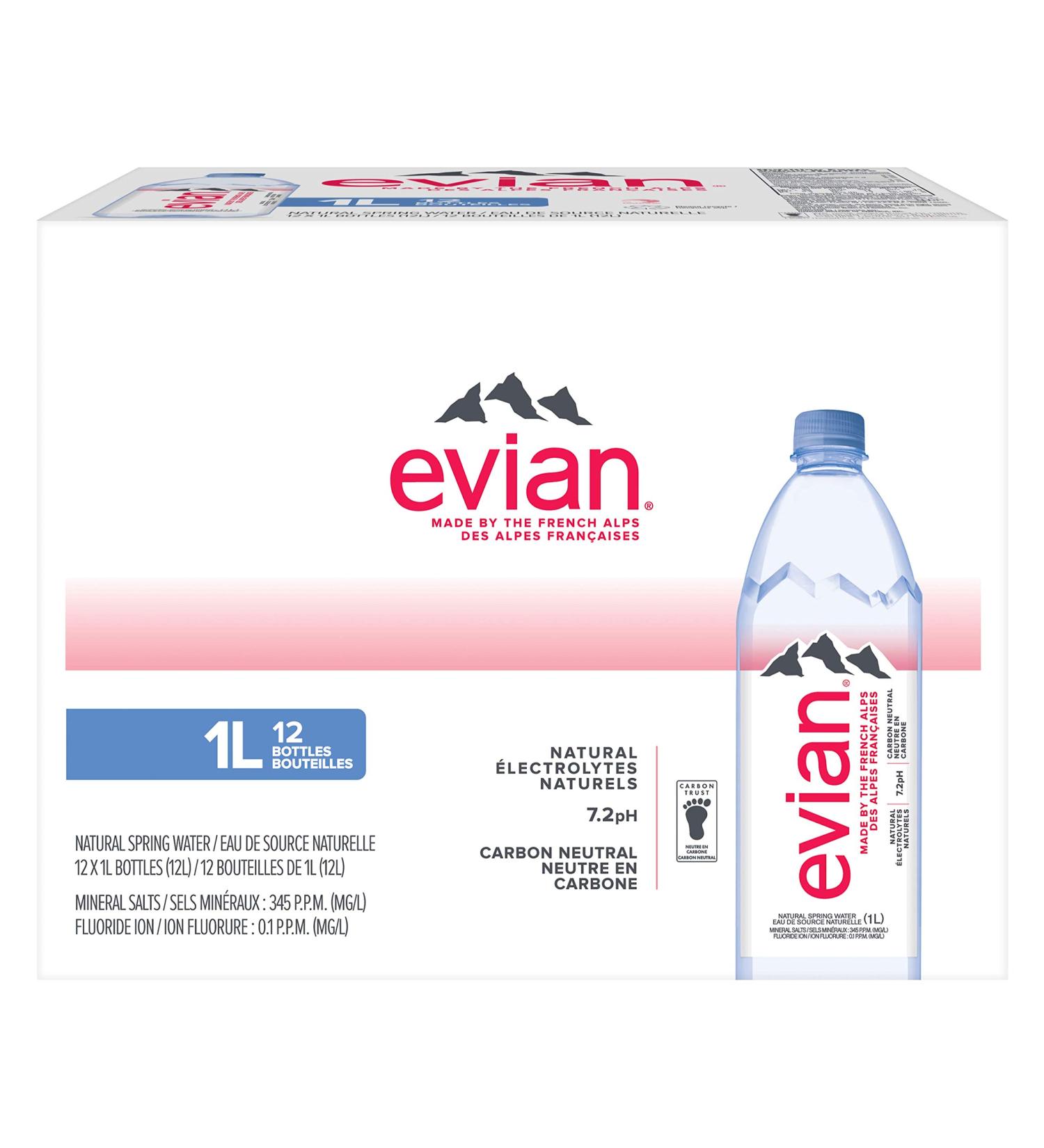 evian natural spring water 1 L Bottles 12 Pack 1 l (Pack of 12) - Buy Online on GoSupps.com