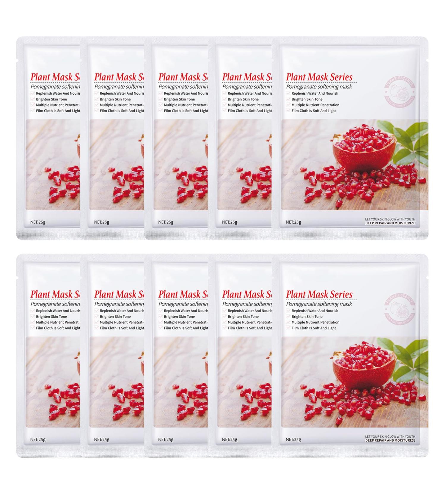INBOLM Moisture Pomegranate Mask Face Masks Skincare Fruit Extract Mask Moisturizing Facial Mask Skin Repair Mask Super Hydrating Replumping Face Mask for Dehydrated Skin Face Masks Beauty - Buy Online on GoSupps.com