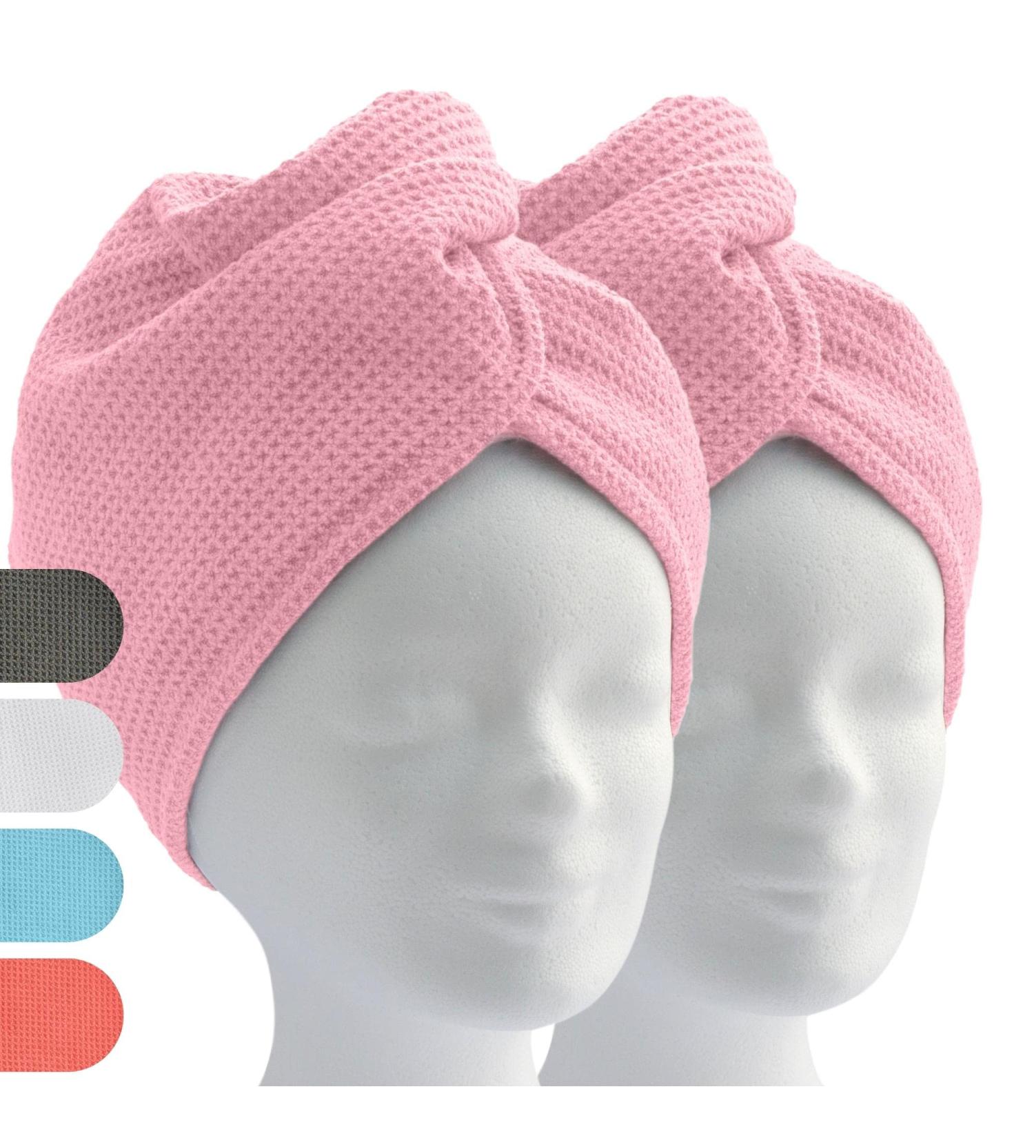 ELEXACARE Hair Turban Towel - 2-Piece Microfiber Set in Pink/Ros for Long Hair | Fast International Shipping - Buy Online on GoSupps.com