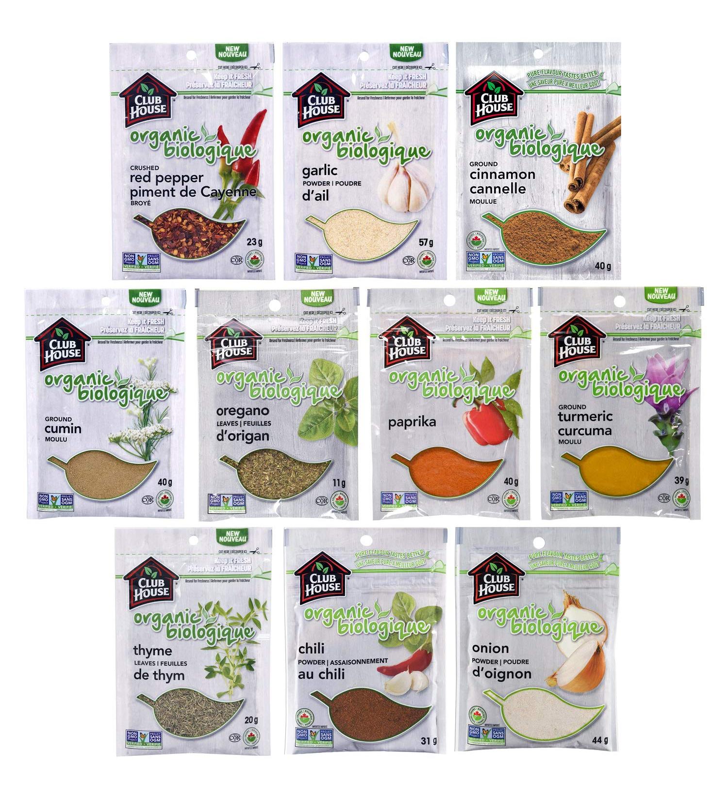 Club House Quality Natural Herbs & Spices Organic Pantry Essentials Pack 10 Count (garlic powder onion powder chili powder cinnamon turmeric oregano paprika) - Amazon Exclusive Cinnamon Garlic Turmeric 345 g (Pack of 1) - Buy Online on GoSupps.com