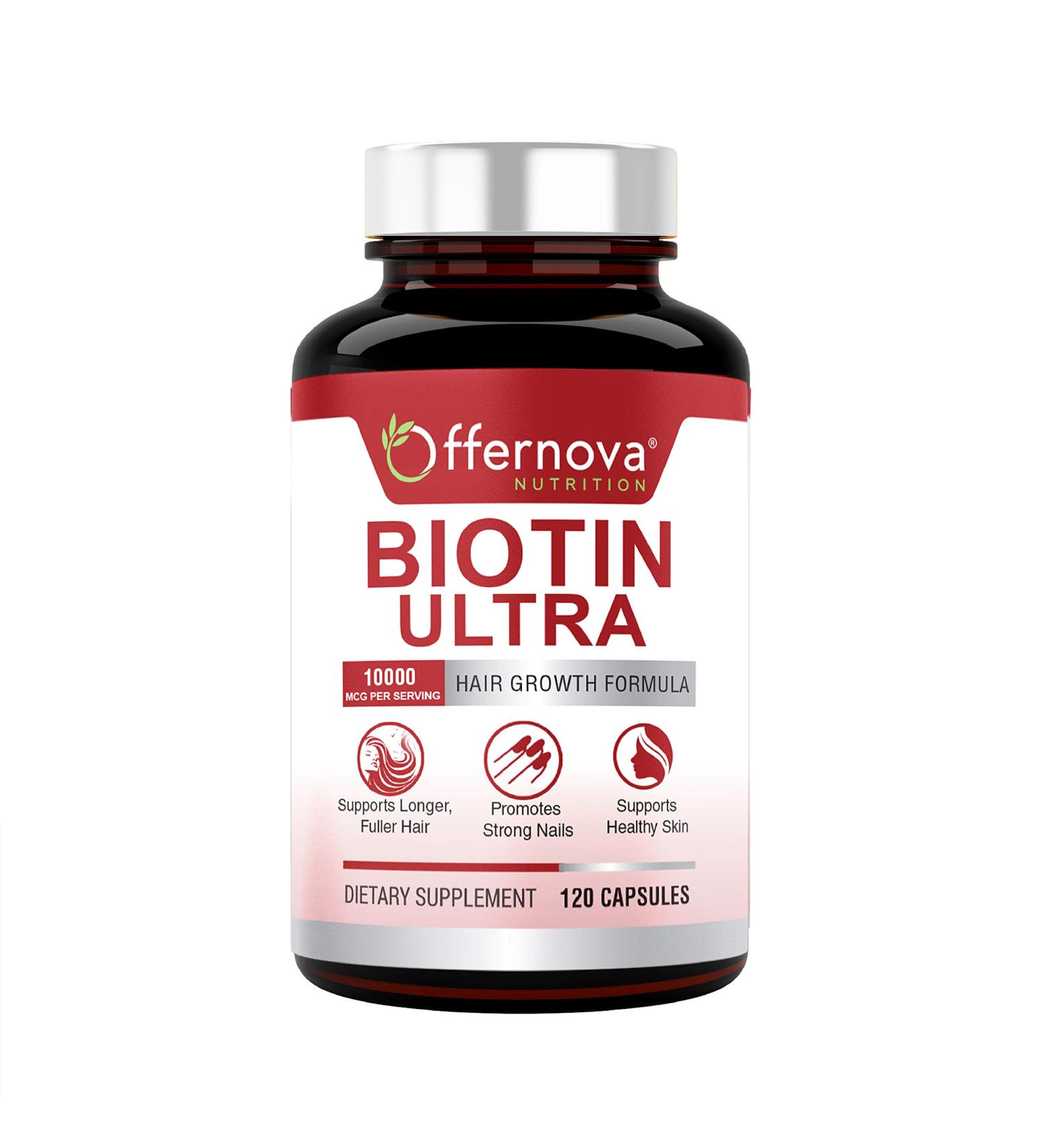 Biotin Ultra - Pastillas con Biotina para Cabello y Barba - Fortalece Pelo, Piel y U as - 120 Tabletas - Buy Online on GoSupps.com