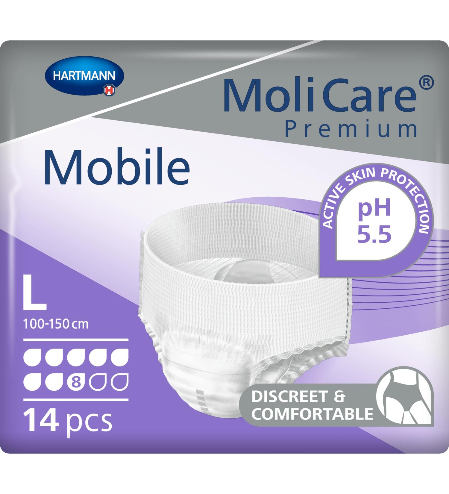 Molicare Premium Mobile Disposable Pants - Incontinence Solution for Men & Women Size L (100-150 cm) 14 Pieces - Discreet & Comfortable 8 Drops Rating - Buy Online on GoSupps.com