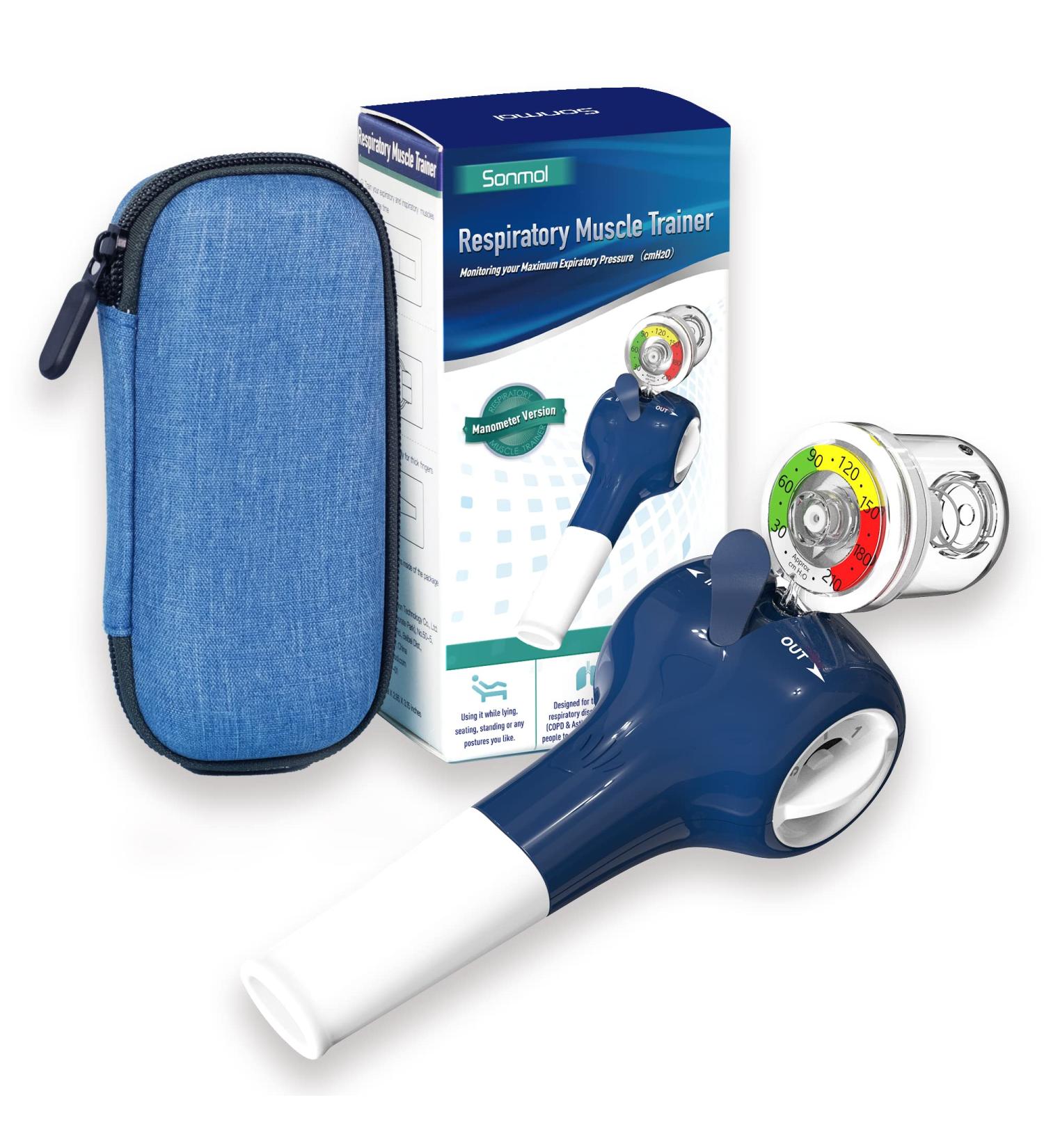 Sonmol Breathing Exercise Device with Travel Case - Respiratory Muscle Trainer for Lung Strength and Capacity - Buy Online on GoSupps.com
