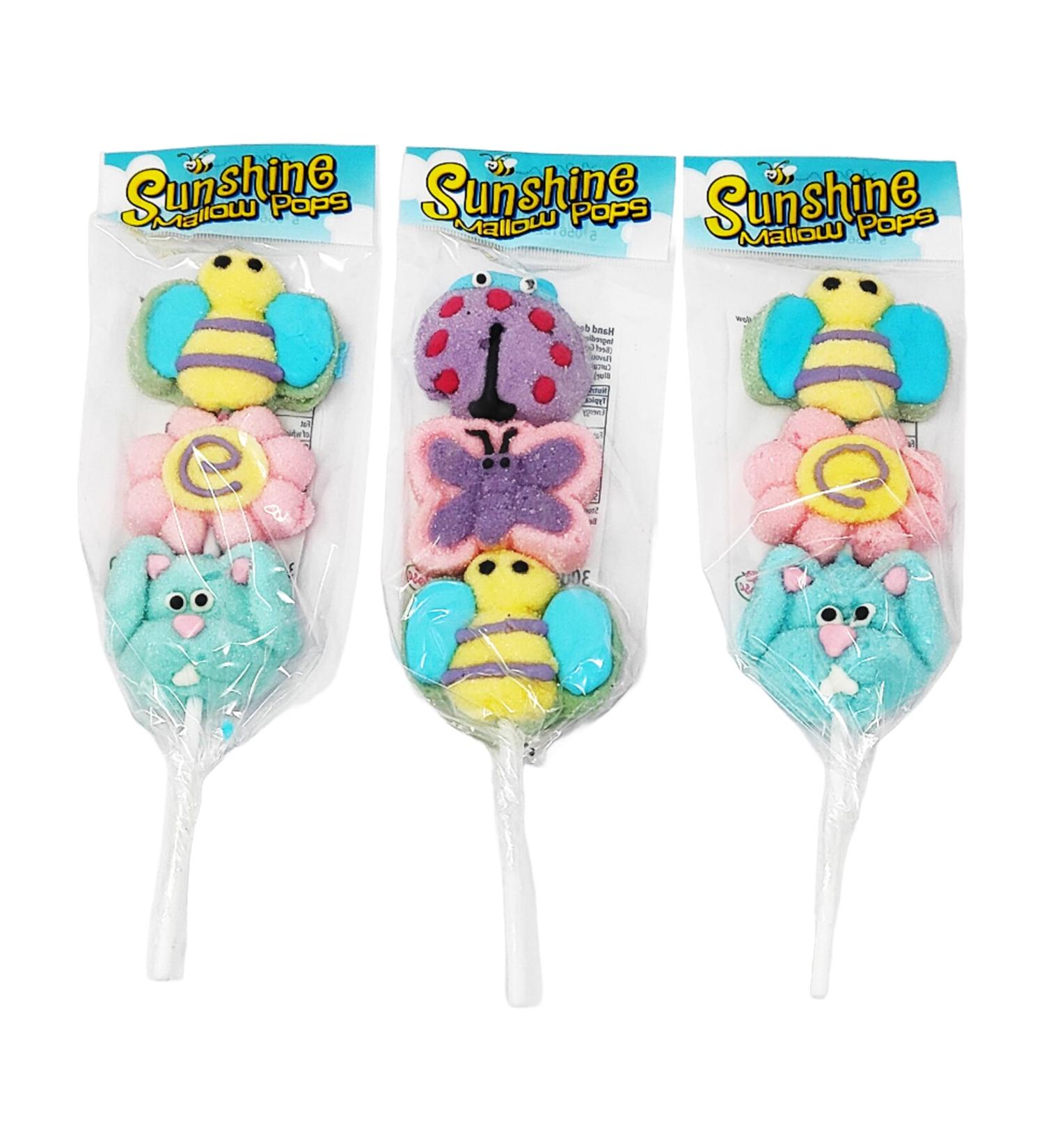 Sunshine Marshmallow Lollipops - Delicious Hand Decorated Strawberry Flavour Mallow Pop Skewers (3 x 30g) - Buy Online on GoSupps.com