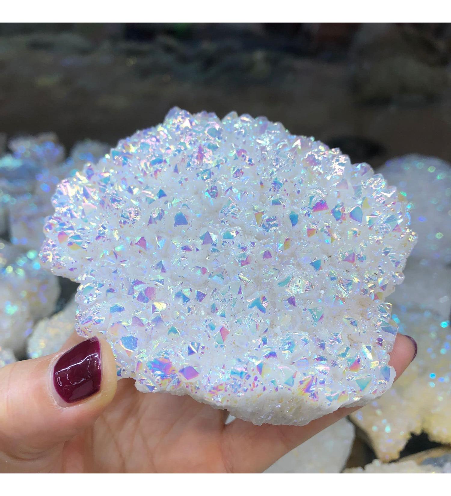 Natural Crystal Rough Natural White Quartz Electroplating White Cluster Colorful Point Geode Enegrys Decor Can be Used for (Size : 180-230g) (Size : 330-380g) - Buy Online on GoSupps.com