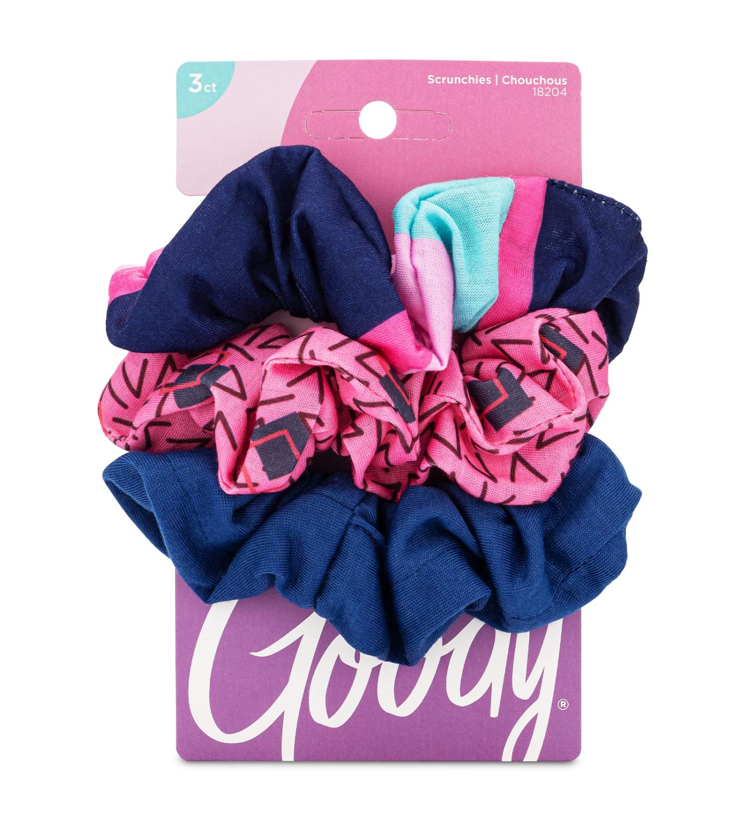Goody Kids Nostalgia Scrunchies - 3 Count Pink Assorted - Pain-Free Hair Accessories for All Hair Types - Stylish and Secure Hair Styling for Men, Women, Boys, and Girls - Buy Online on GoSupps.com