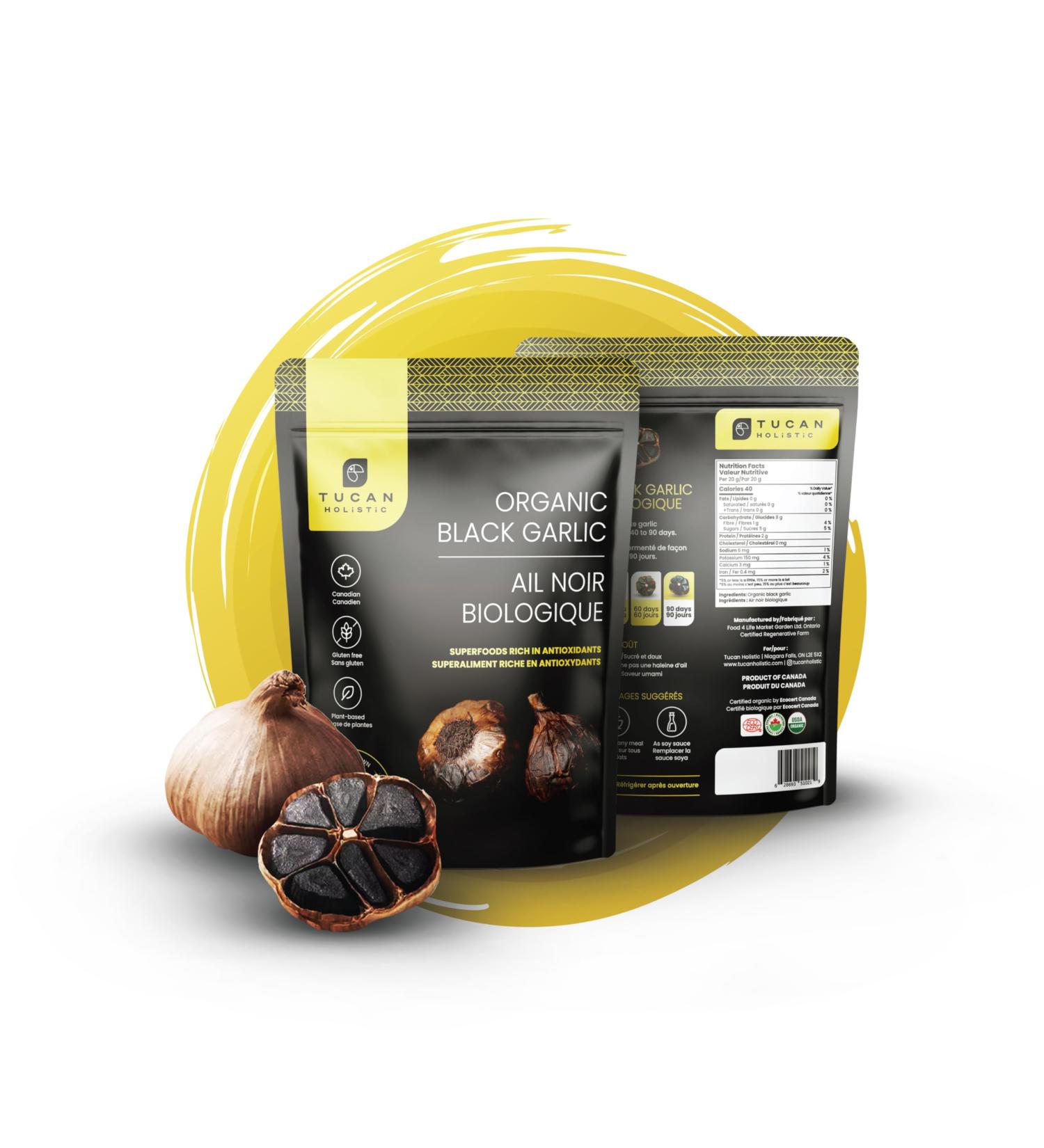 Tucan Holistic - Proudly Ontario-grown cultivated on a certified organic and regenerative farm - Organic Black Garlic Whole Bulbs - Vacuum Packed 75 g. Elevate your culinary experience with our premium Organic Black Garlic Whole Bulbs. Carefully cultivate - Buy Online on GoSupps.com