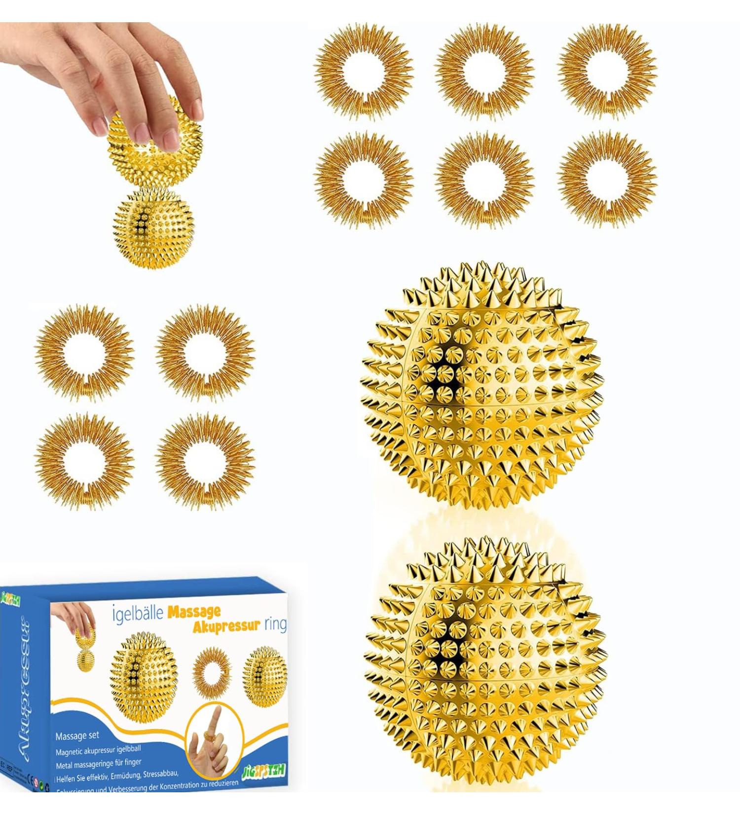 2 Hedgehog Balls & 10 Acupressure Rings - Skills Borderline Set for Stress Relief & Adult Massage - Small 3cm Igel Balls - Buy Online on GoSupps.com