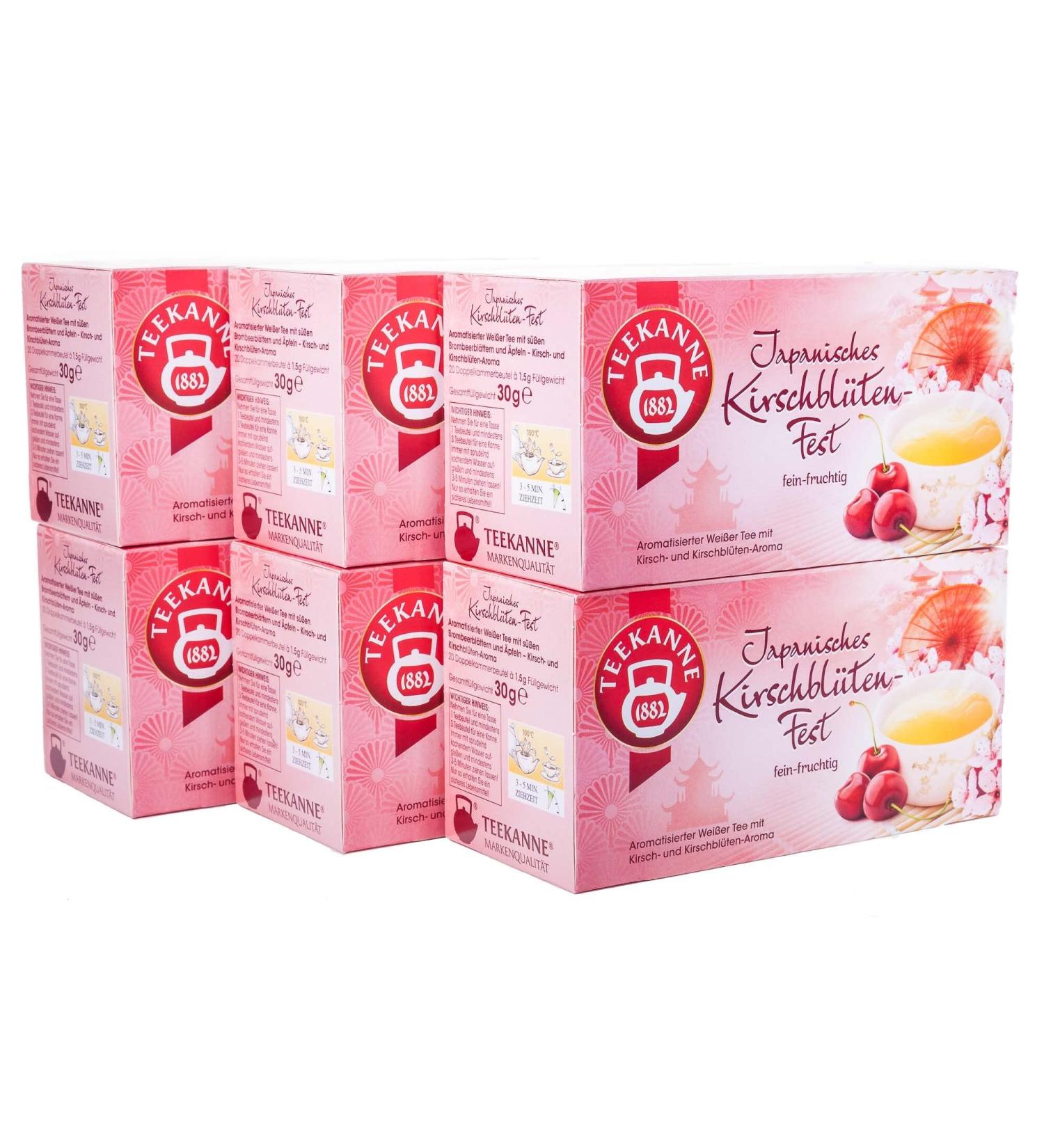 Japanese Cherry Blossom Teapot Set - 6 Packs of 20 Tea Bags (6 x 30g) | Premium International Shipping - Buy Online on GoSupps.com