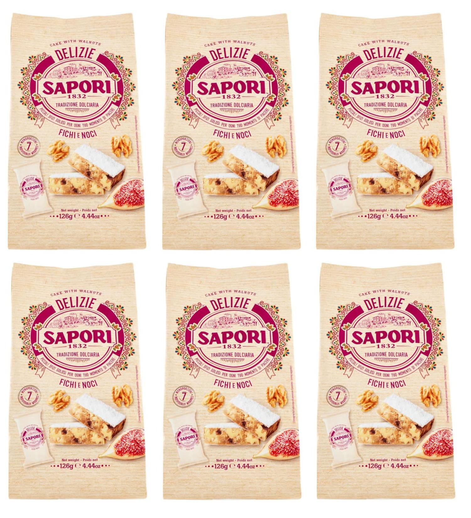  Sapori Sapori Delizie Fichi e Noci Confectionery with Figs and Nuts 126g Bags with 7 Individual Portions Italian Christmas Specialities - Buy Online on GoSupps.com