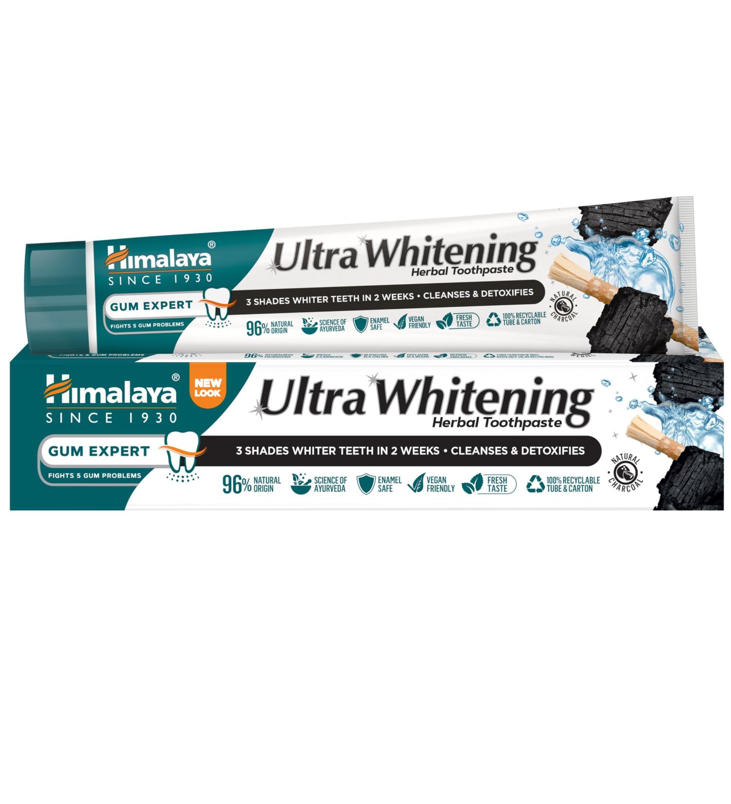 Himalaya Ultra Whitening Toothpaste - Herbal Activated Coconut Charcoal & Black Seed Oil 75 ml | International Shipping Available - Buy Online on GoSupps.com