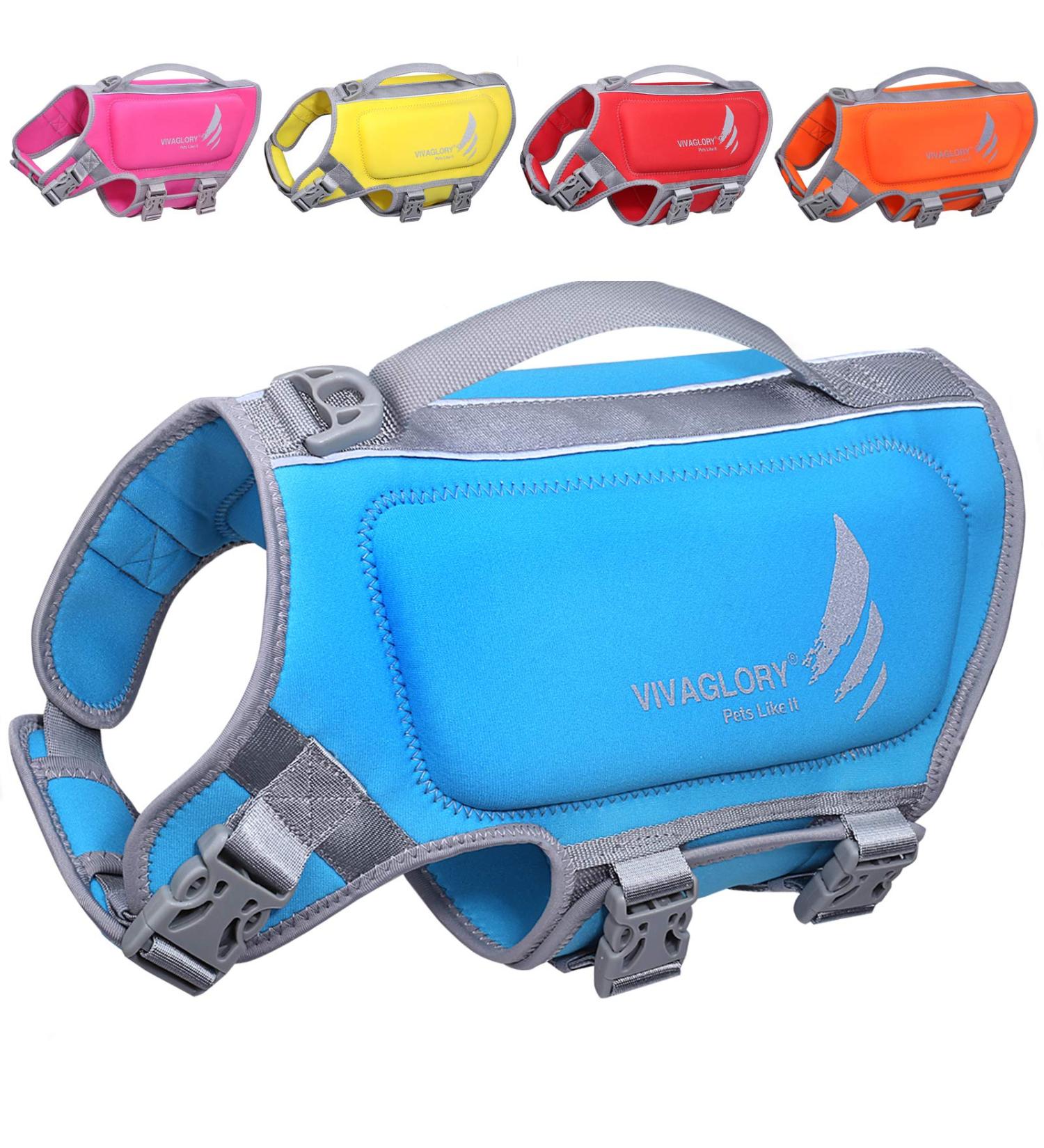 Vivaglory Dog Lifeguard Vest - Skin-Friendly Neoprene Swimming Life Saver for Small Dogs | Quick Lock D-Ring | Blue S (48-56cm Chest) - Buy Online on GoSupps.com