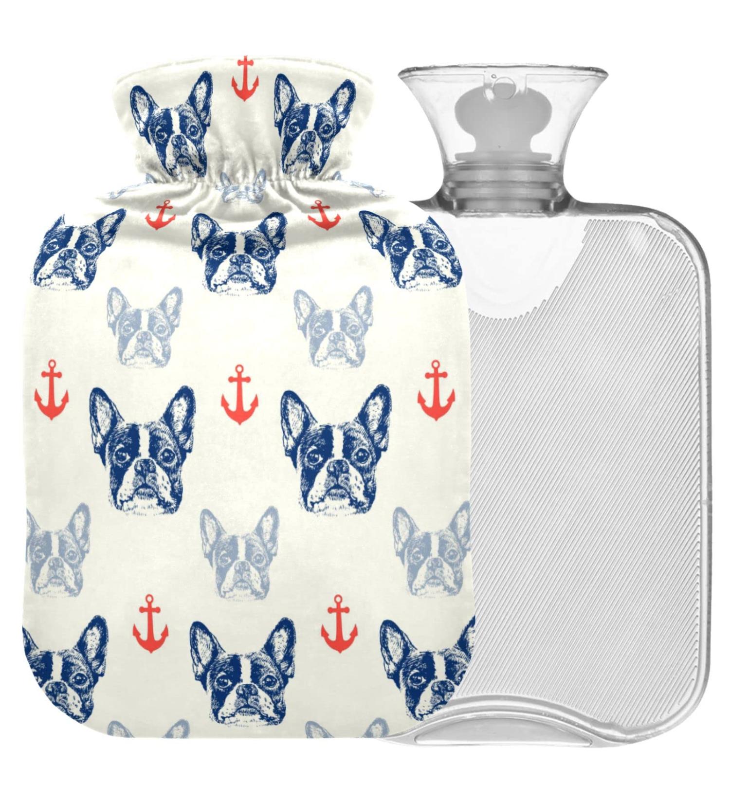 Naanle Anchor Pug Dog Hot Water Bottle with Cover - 1L Transparent Heat Bottle for Bed Hand & Feet Warmer | Pain Relief & Cold Therapy - Buy Online on GoSupps.com