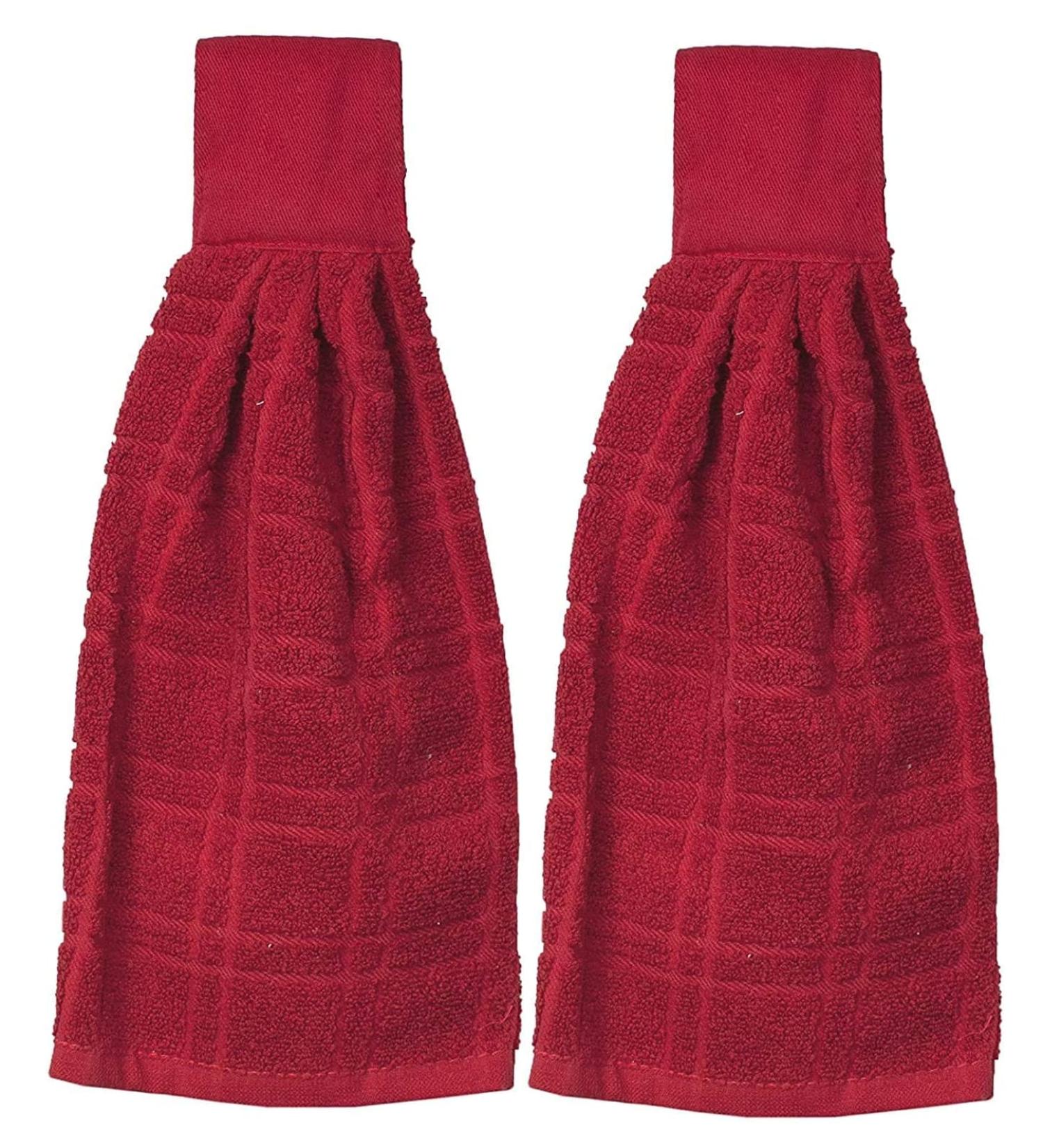 Kovot Set of 2 Cotton Hanging Tie Towels - Red | Hook & Loop Latch | Kitchen Towels - Buy Online on GoSupps.com