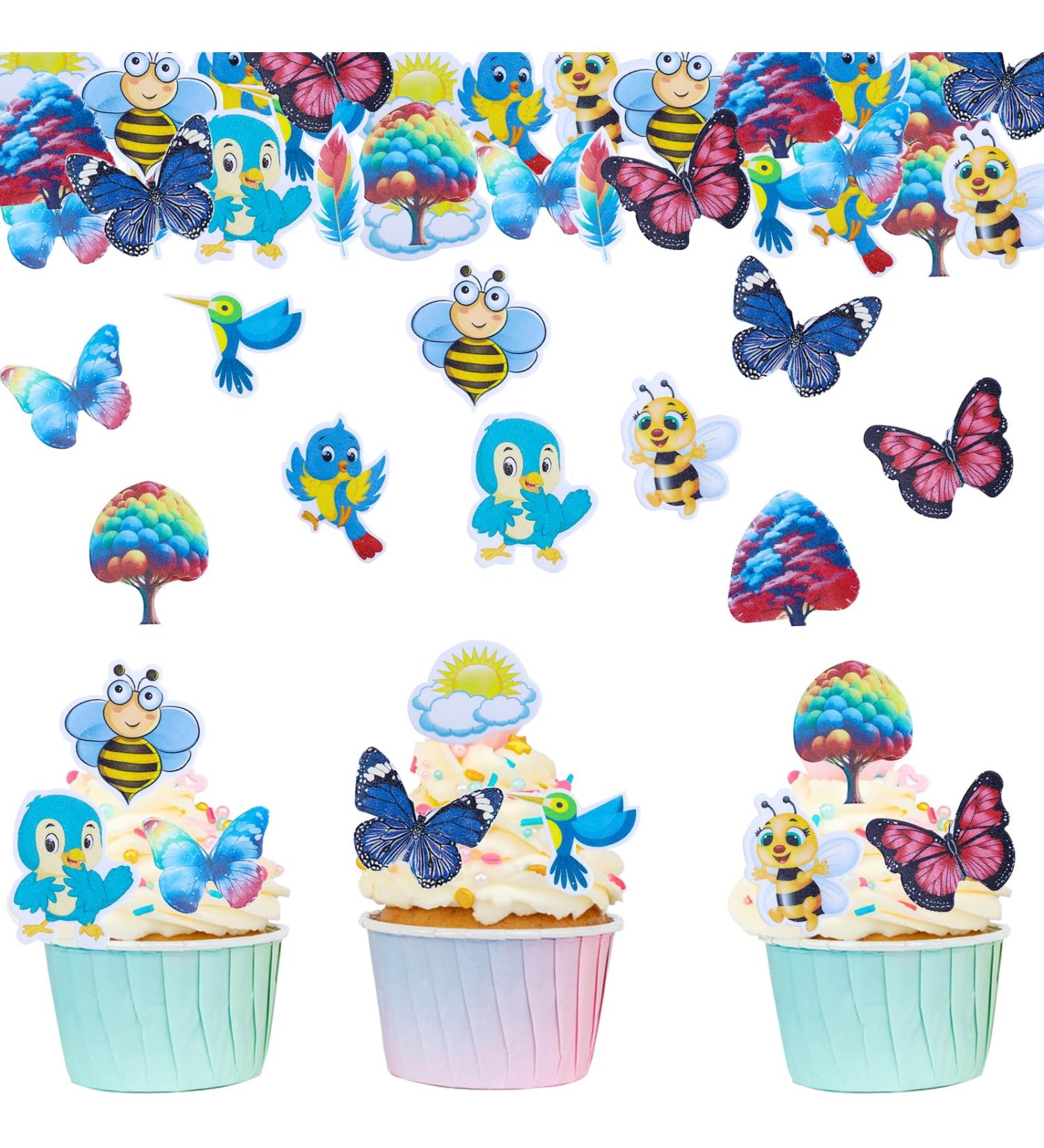 72-Piece Edible Butterflies & Bee Cupcake Toppers - Forest & Tree Decorations for Cakes Birthdays & Weddings | International Shipping - Buy Online on GoSupps.com