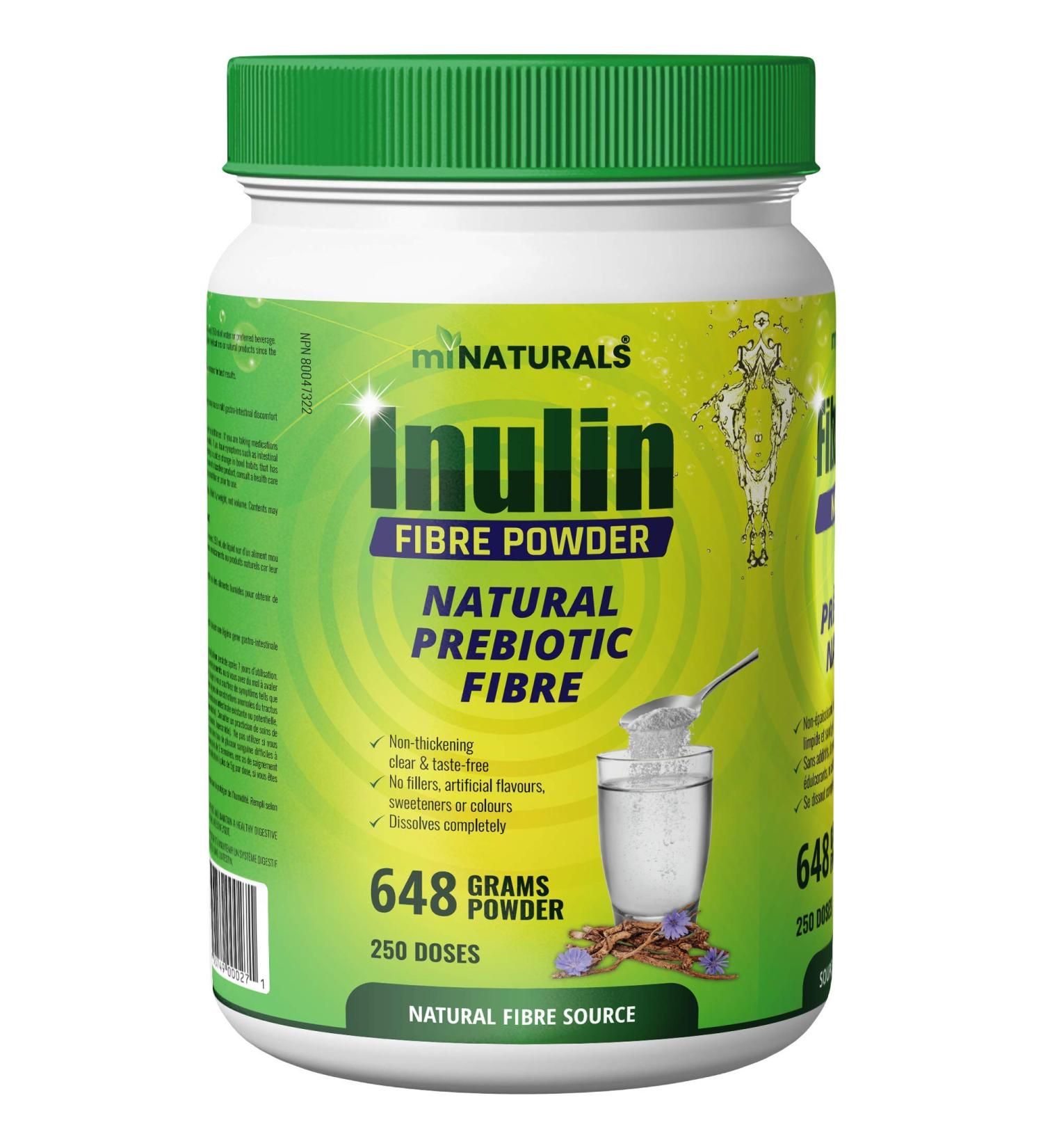 Pure Inulin Fiber Powder Natural Prebiotic Fibre Supplement Clear and Taste Free Increases good bacteria Chicory Root - 250 DOSES - 648 grams - by miNATURALS - Buy Online on GoSupps.com