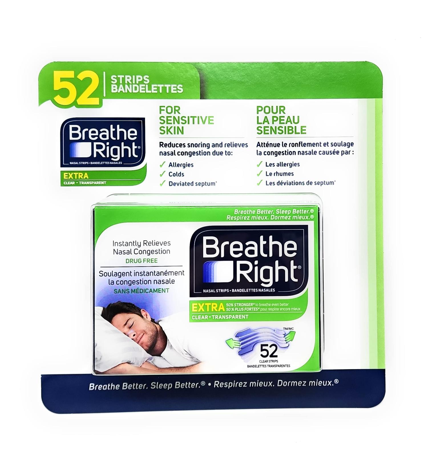 Breathe Right Clear Nasal Strips - 52 Count | Instant Nasal Congestion Relief - Buy Online on GoSupps.com
