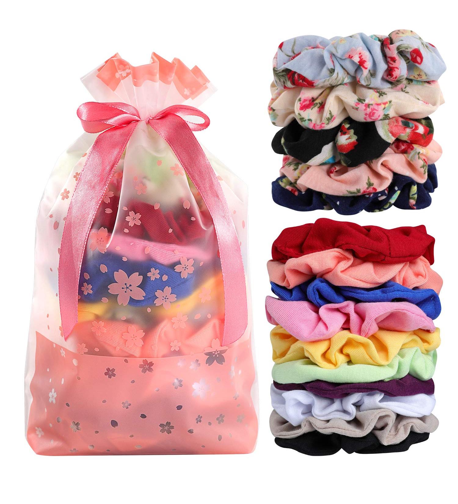 Cotton Elastic Hair Scrunchies Set - 15 Pcs Hair Accessories for Women/Girls - Buy Online on GoSupps.com