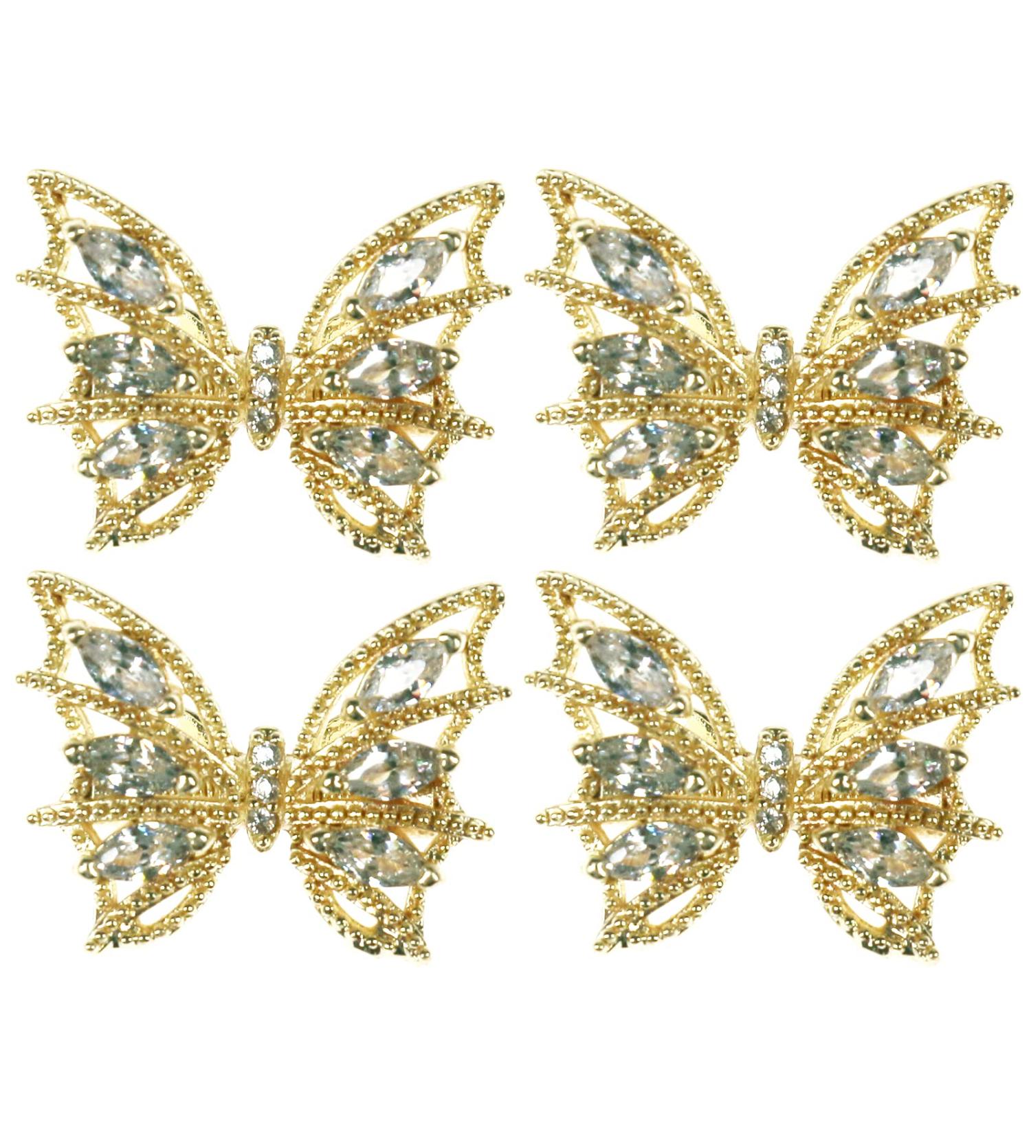 Tinsow 4 Pcs Butterfly Nail Art Diamonds - Gold Wedding Charms & Accessories - Buy Online on GoSupps.com