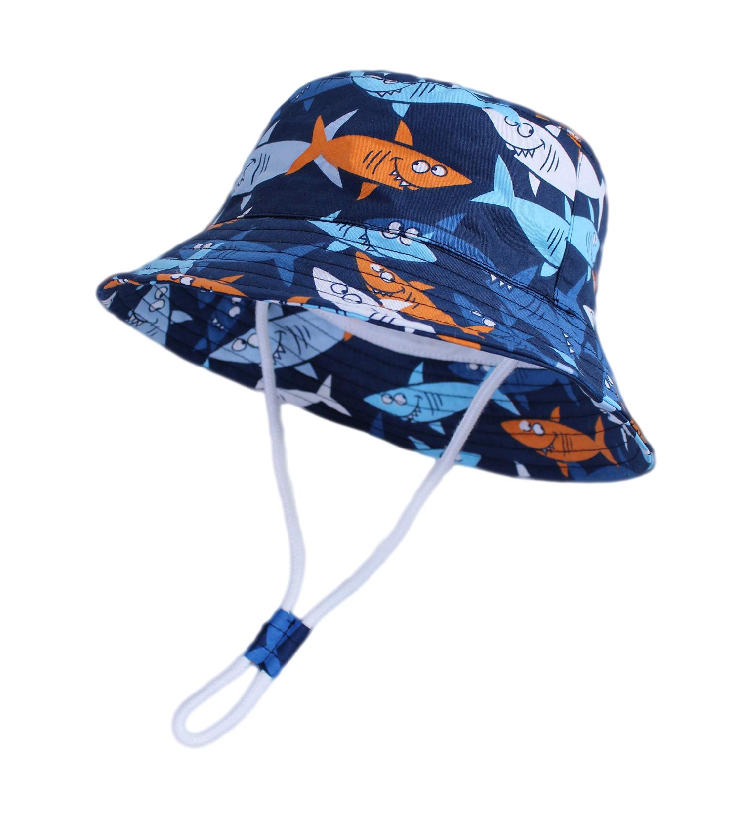 LANGZHEN Navy Shark Beach Sun Protection Hat for Baby Girls | Adjustable Toddler Kids Wide Brim Play Hat | 2-4 Years - Buy Online on GoSupps.com